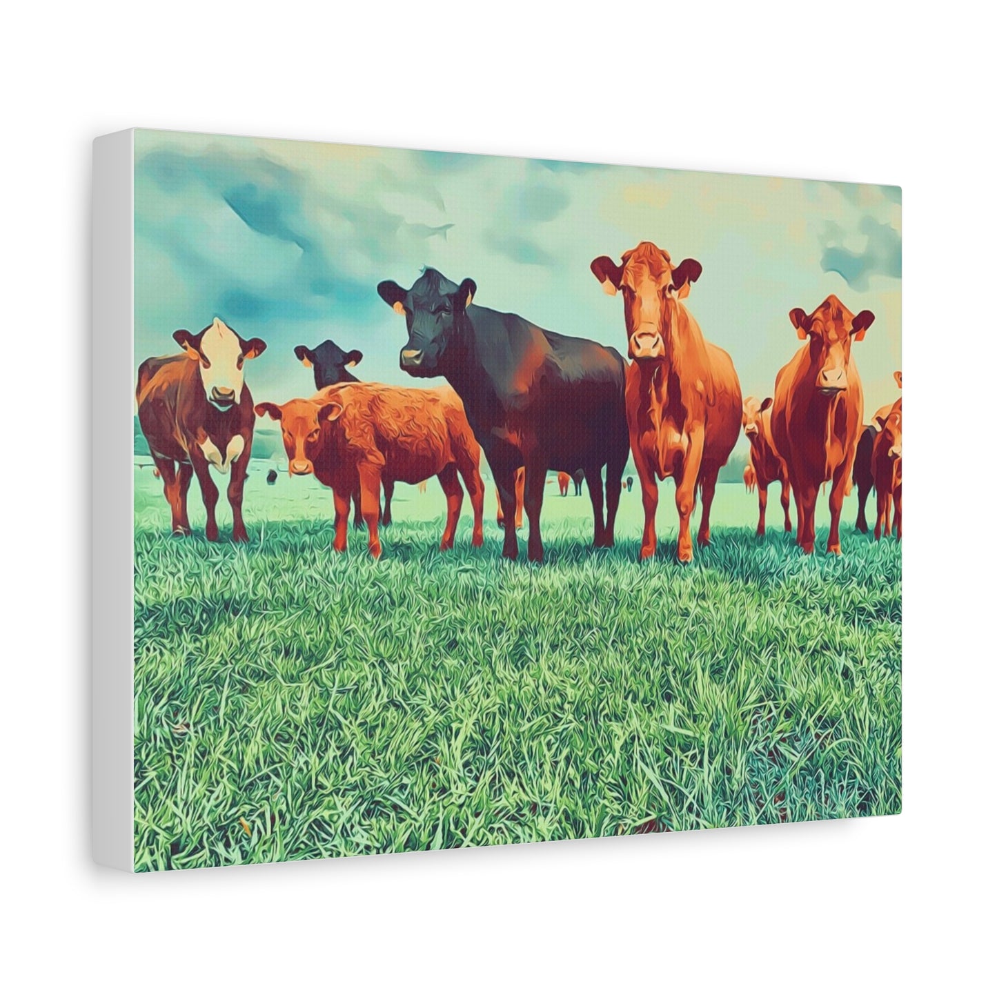 Original Farm Angus Black And Red Farm Rustic Farmhouse Canvas Art Print, Cow Wall Decor, Country Home Decor,Farmhouse Wall Art