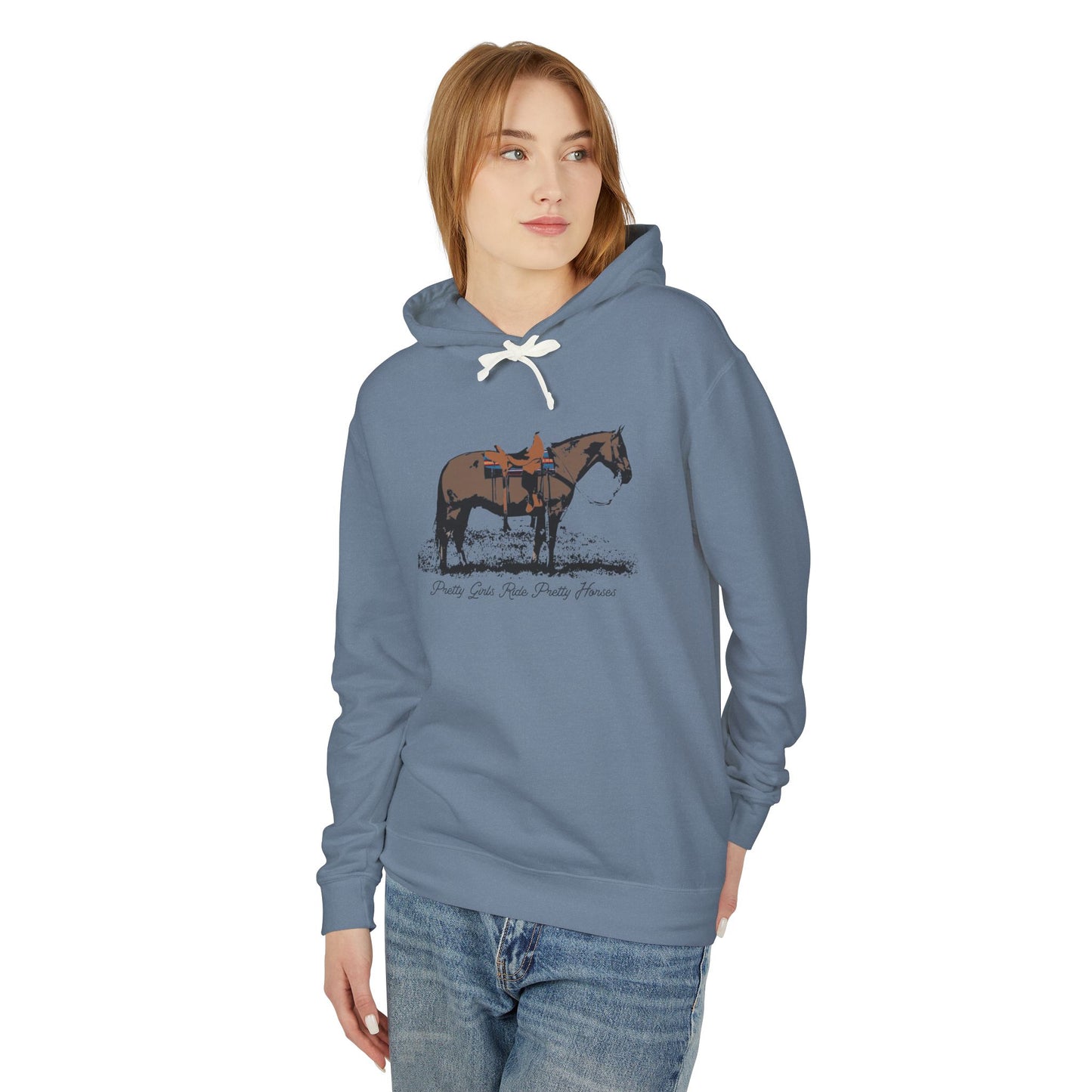 New Pretty Girls Ride Pretty Horses Lightweight Hooded Sweatshirt - Barrel Racer, Horse Lovers, Trail Rides. This will be your favorite- Multiple Colors Available