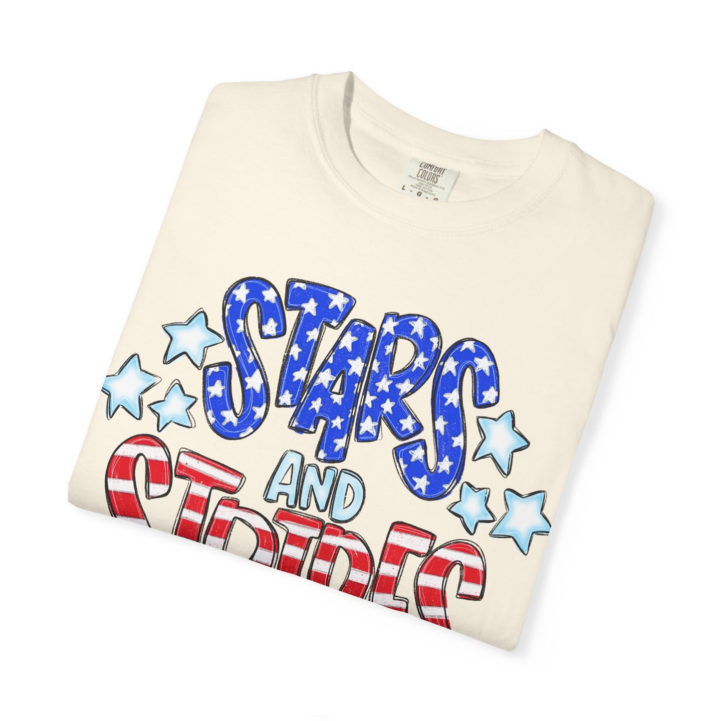 America The Beautiful Stars and Stripes Garment-Dyed Unisex T-Shirt, 4th of July Tee, Fourth of July Top, Patriotic Tshirt, Red White and Blue