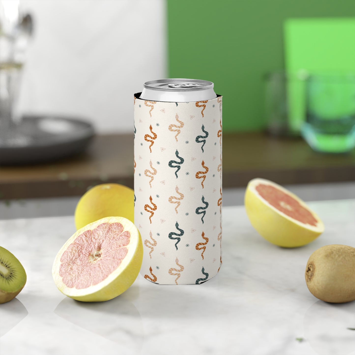Western Aztec Desert Snake Pattern Slim Can Cooler