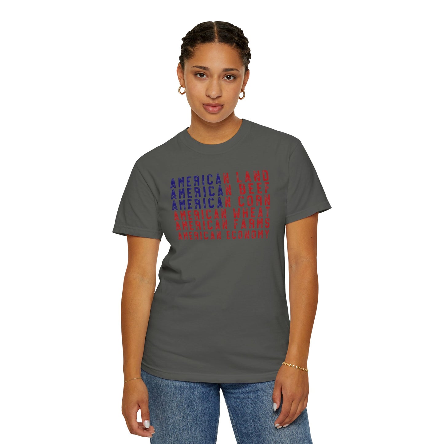 Vintage American Beef Corn Land Wheat Farms Pride T-shirt - Land, Beef, Corn Wheat Crops USA America Patriotic Design