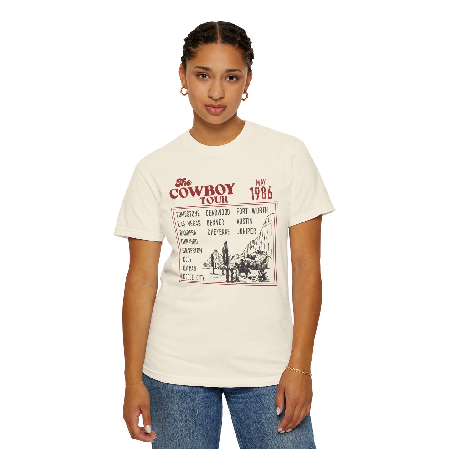 Vintage Cowboy Tour Unisex T-shirt - 1986 Cattle Drive Nostalgic