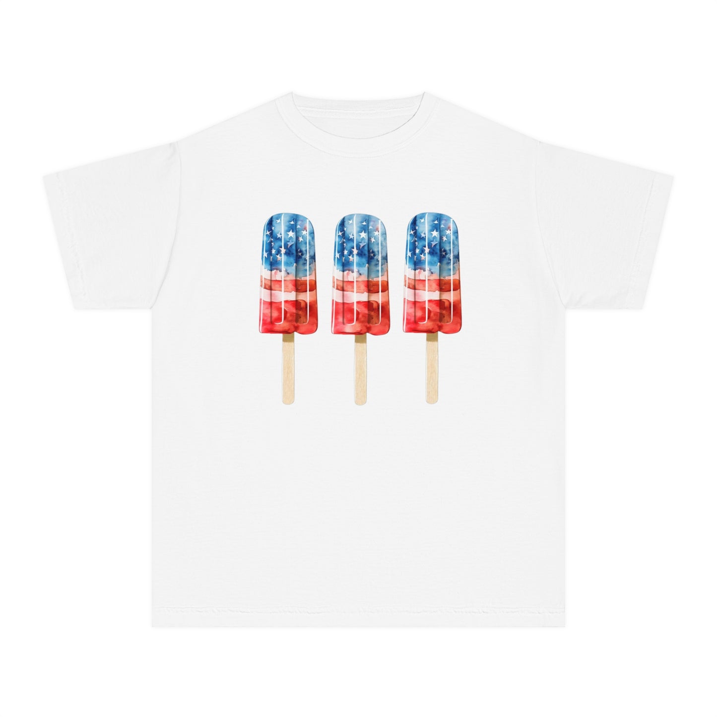 Patriotic Youth Tee with Popsicles, Kids Summer T-Shirt, Independence Day Gift, 4th of July Apparel, Fun Outdoor Wear