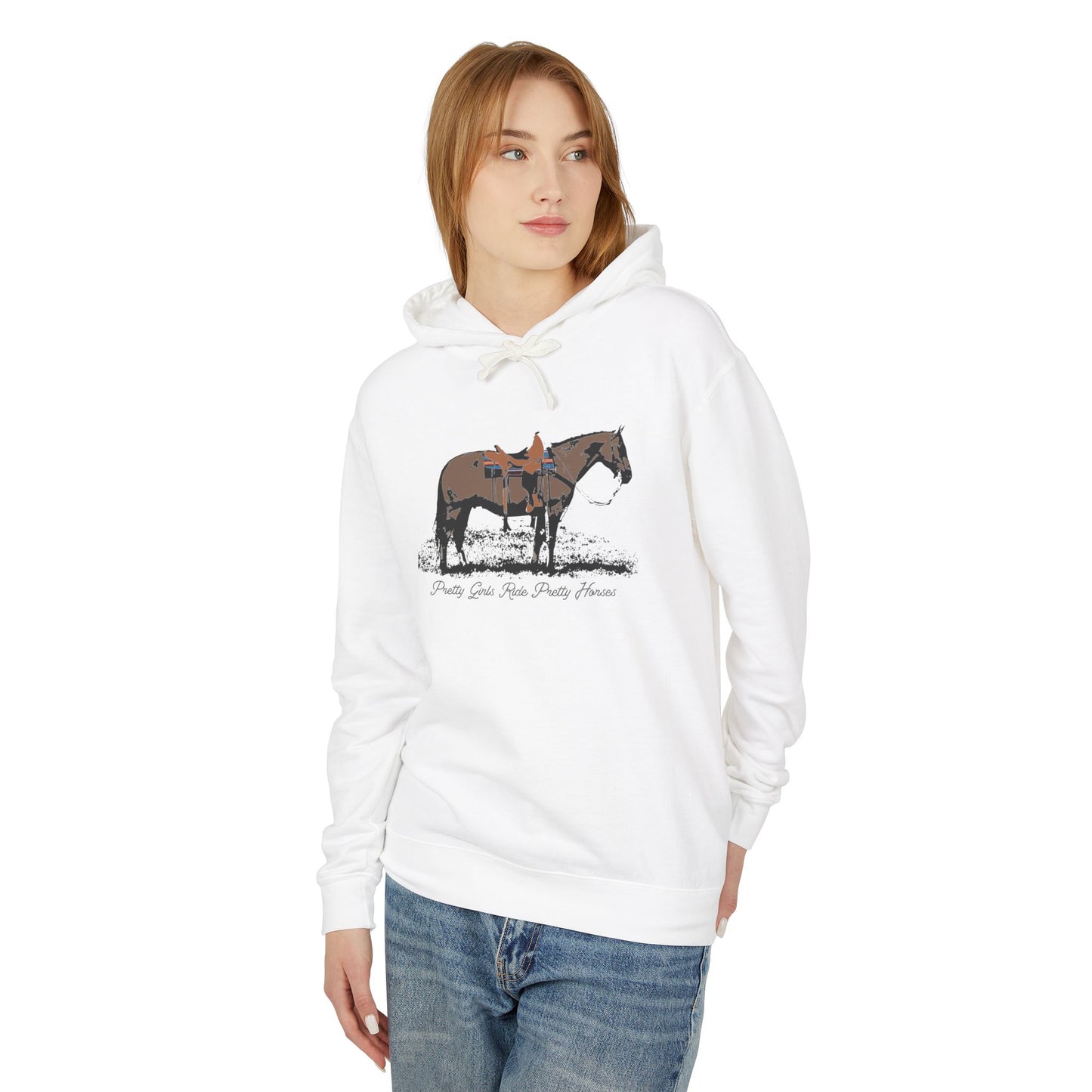 New Pretty Girls Ride Pretty Horses Lightweight Hooded Sweatshirt - Barrel Racer, Horse Lovers, Trail Rides. This will be your favorite- Multiple Colors Available