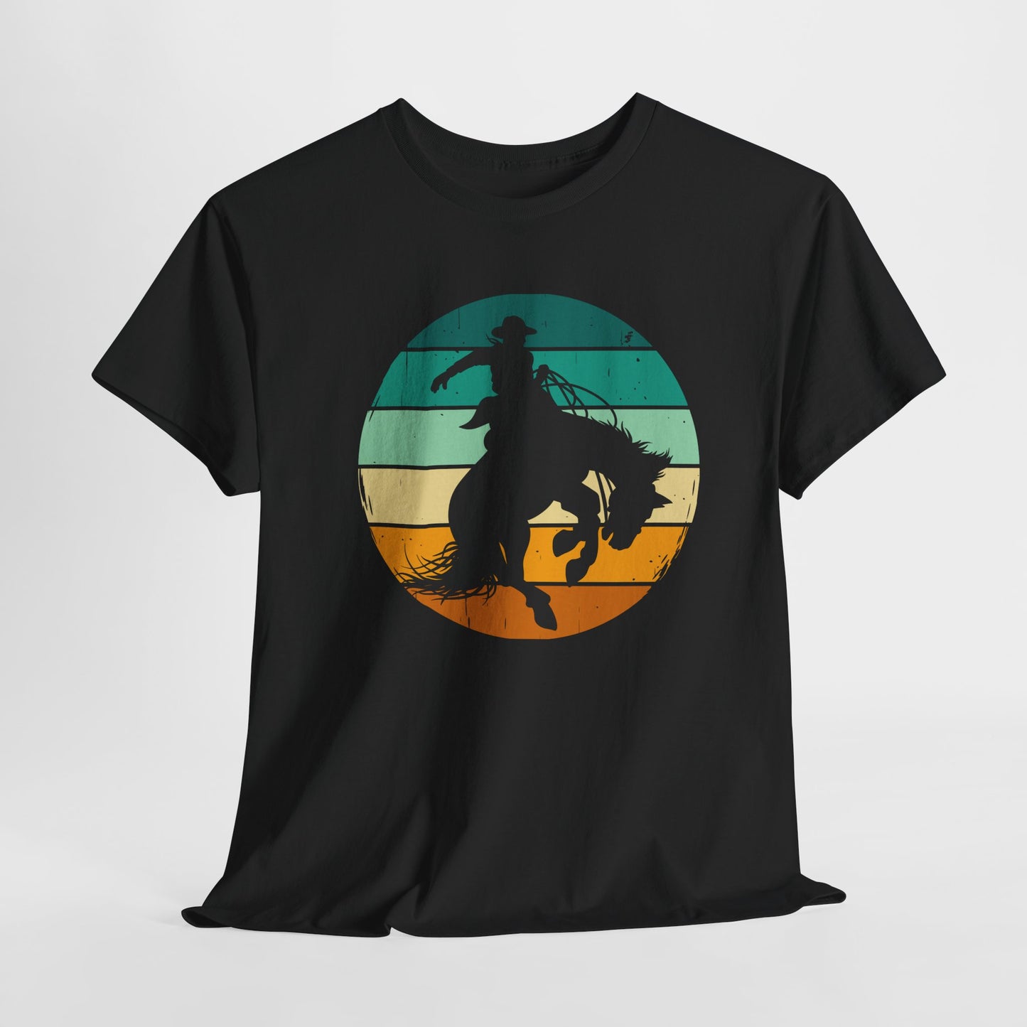 Ride It! Retro Cowboy Unisex Heavy Cotton Tee Rodeo, Honky Tonk, Concert, County Fair -Great Layering Tee. 8 Great Colors to Choose From