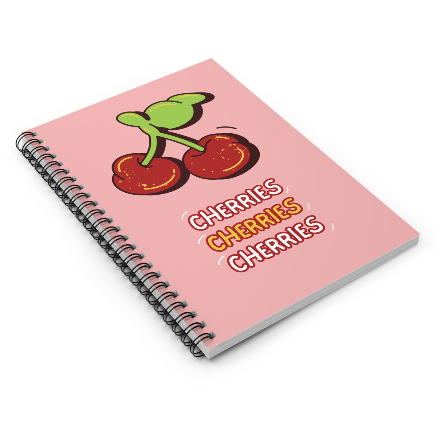 Cute Pink Cherry Spiral Notebook - Ruled Lines for School & Journaling