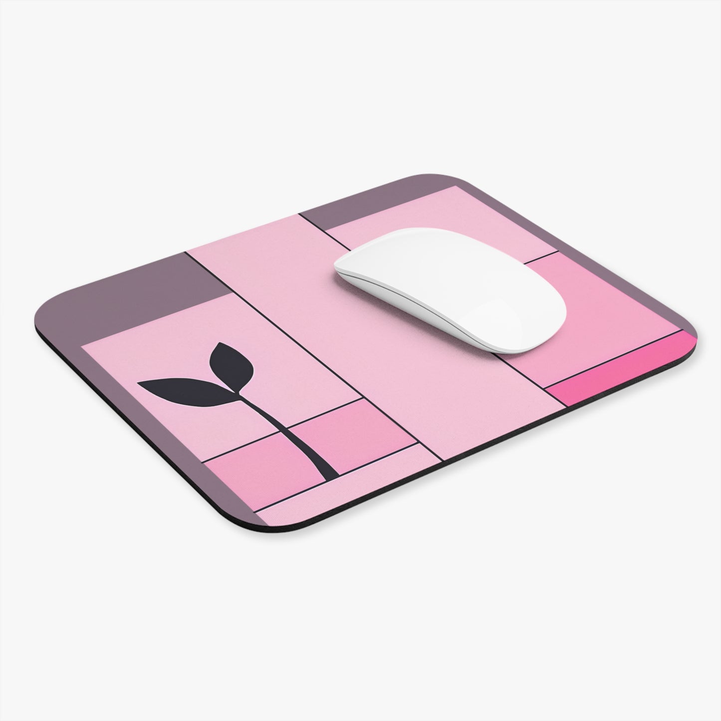 Pink Minimalist Plant Design Mouse Pad - Stylish Desk Accessory for Home and Office