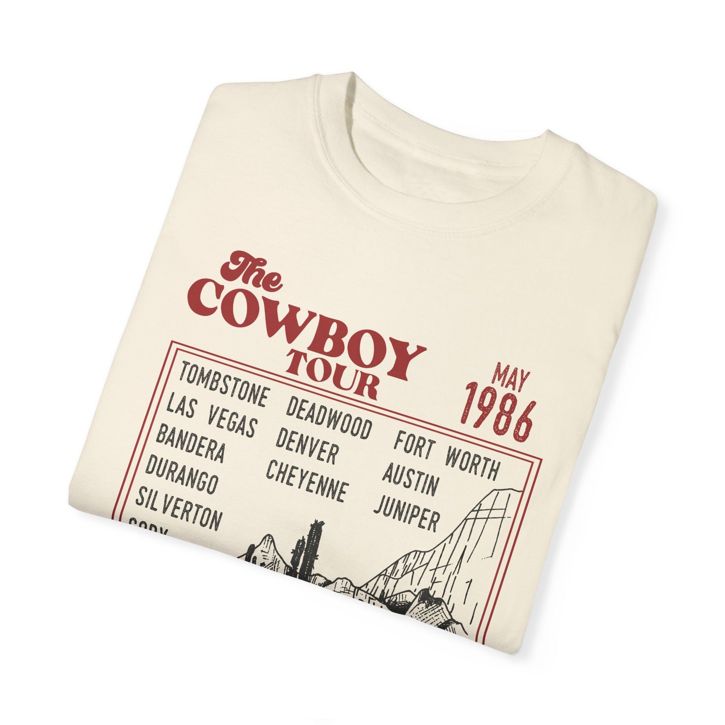 Vintage Cowboy Tour Unisex T-shirt - 1986 Cattle Drive Nostalgic