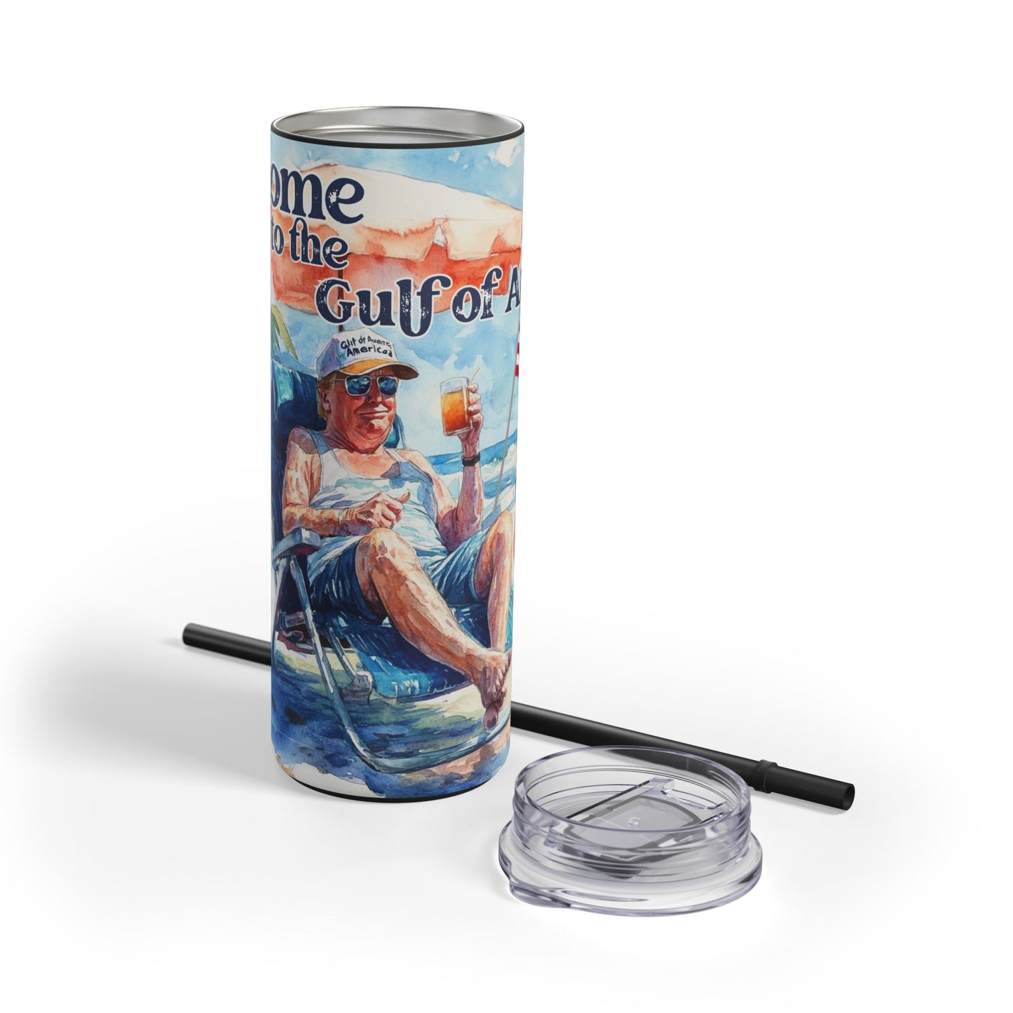 Trump Gulf of America Slim 20 oz Tumbler, Beach Tumbler, River Tumbler, Patriotic Cup, Tumbler with Straw