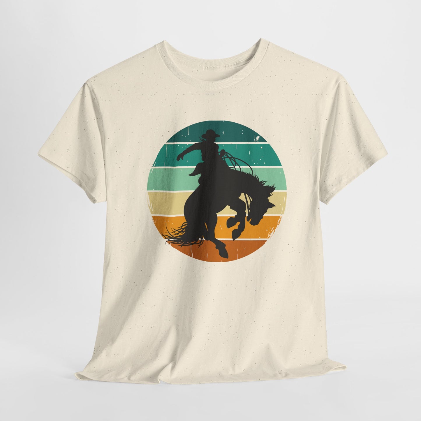 Ride It! Retro Cowboy Unisex Heavy Cotton Tee Rodeo, Honky Tonk, Concert, County Fair -Great Layering Tee. 8 Great Colors to Choose From