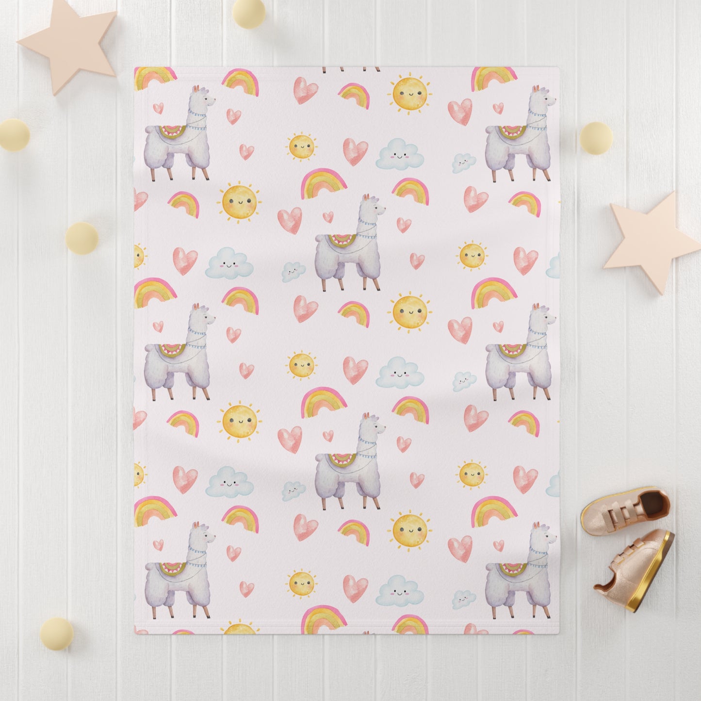 Enchanting Cozy Llama Fleece Baby Blanket - Cute Llama Rainbows Dream Like Design Swaddle Blanket ~ Newborn Gift