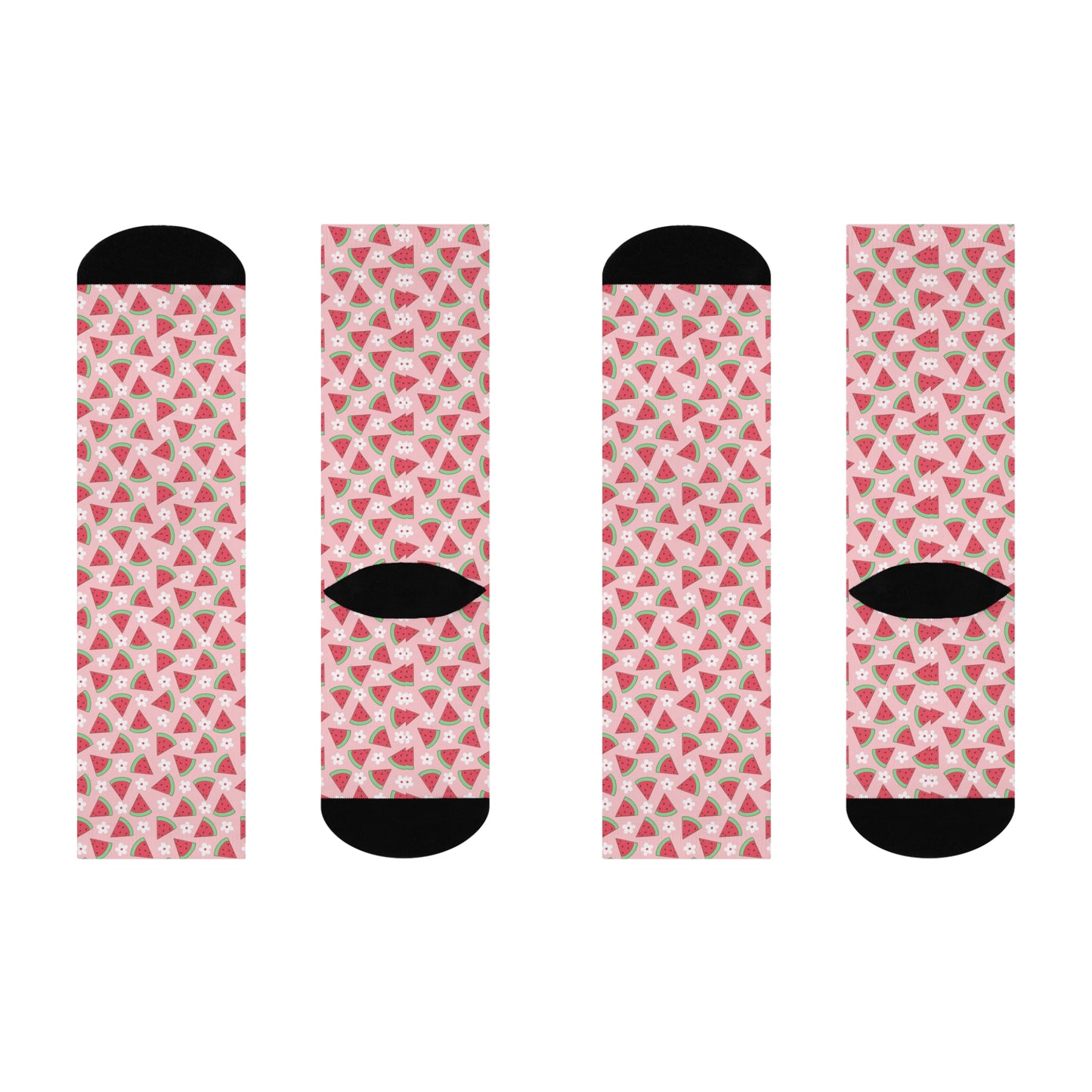 Sweet Watermelon and Daisy Cushioned Crew Socks - Fun Watermelon Socks - Stylish and Trendy