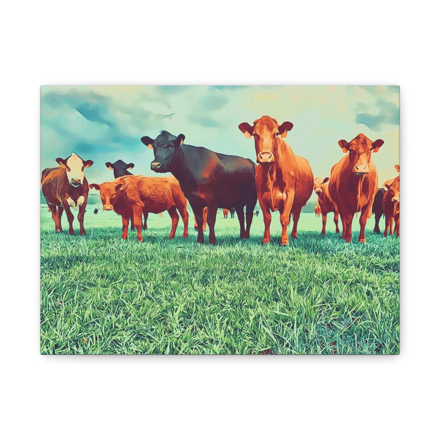 Original Farm Angus Black And Red Farm Rustic Farmhouse Canvas Art Print, Cow Wall Decor, Country Home Decor,Farmhouse Wall Art