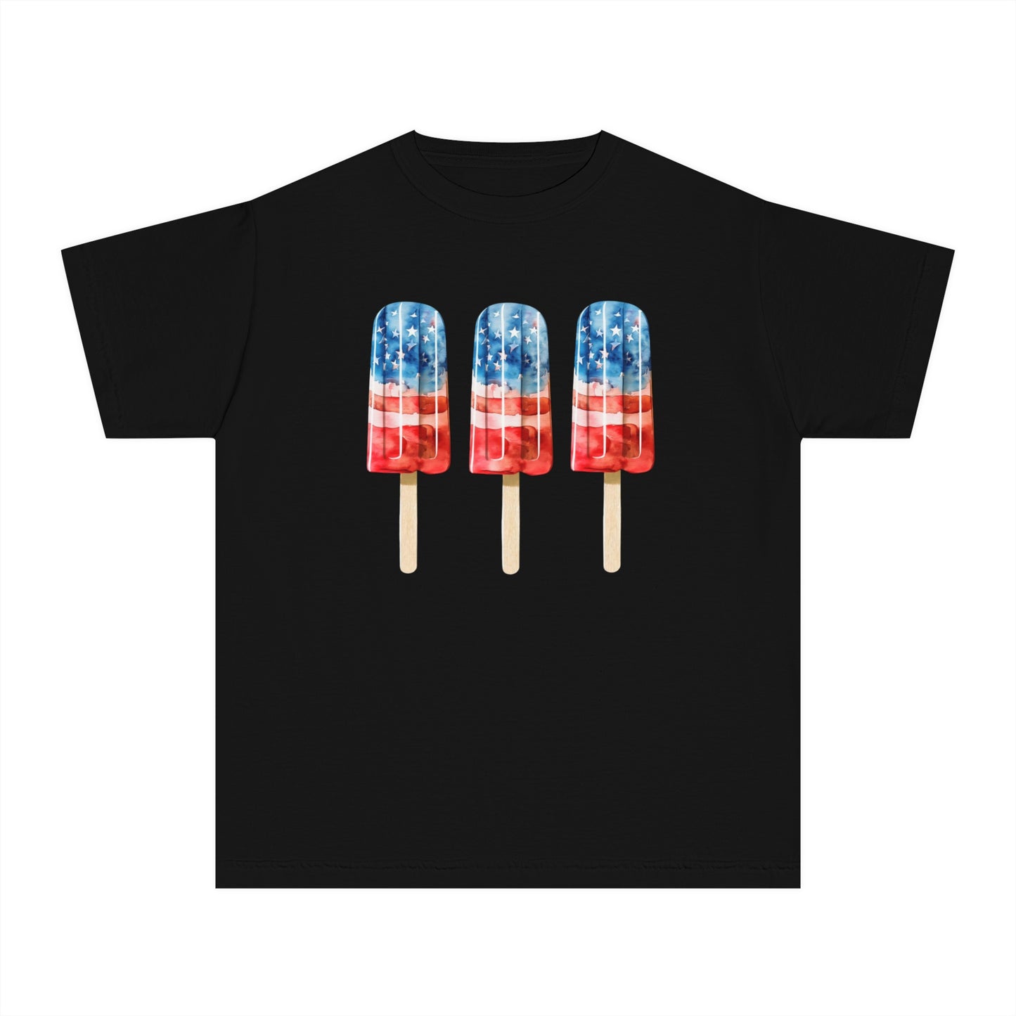 Patriotic Youth Tee with Popsicles, Kids Summer T-Shirt, Independence Day Gift, 4th of July Apparel, Fun Outdoor Wear