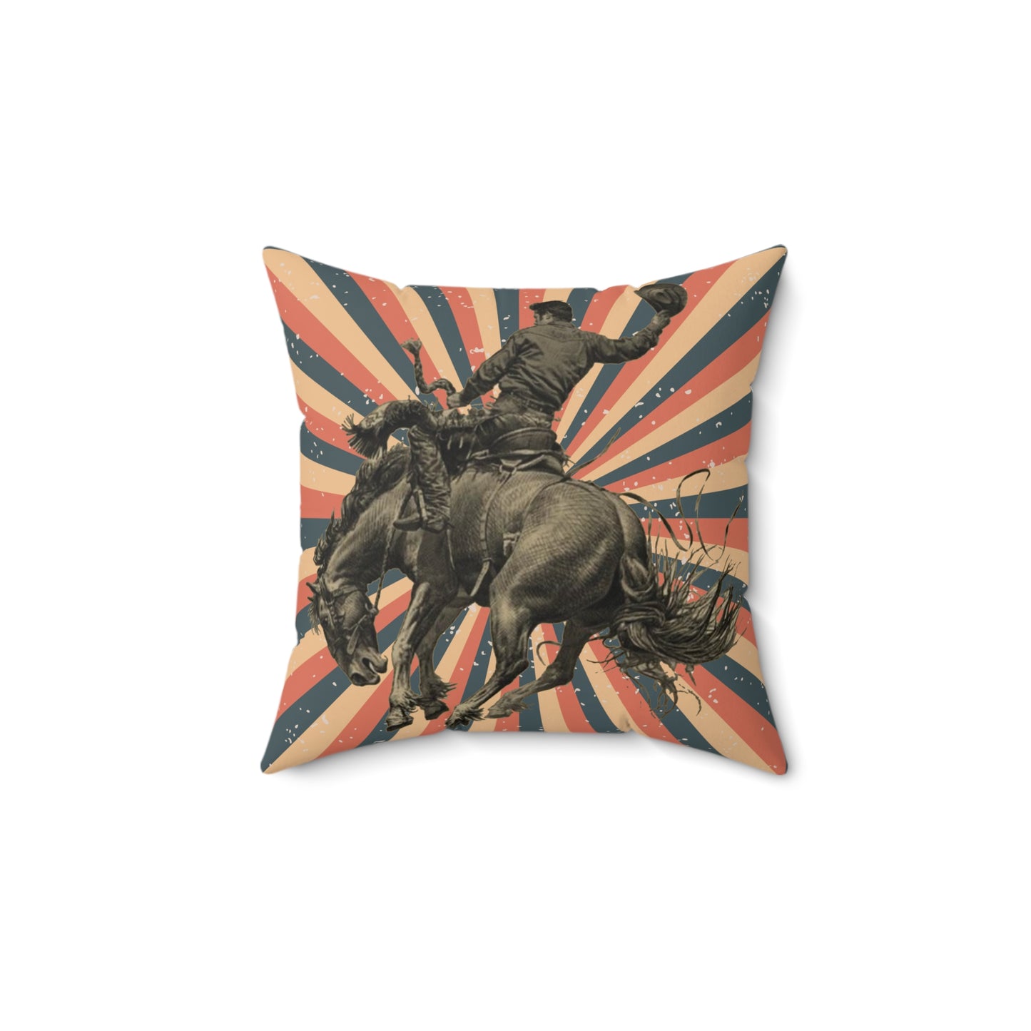 Bronc Buster Cowboy Decorative Spun Polyester Square Pillow