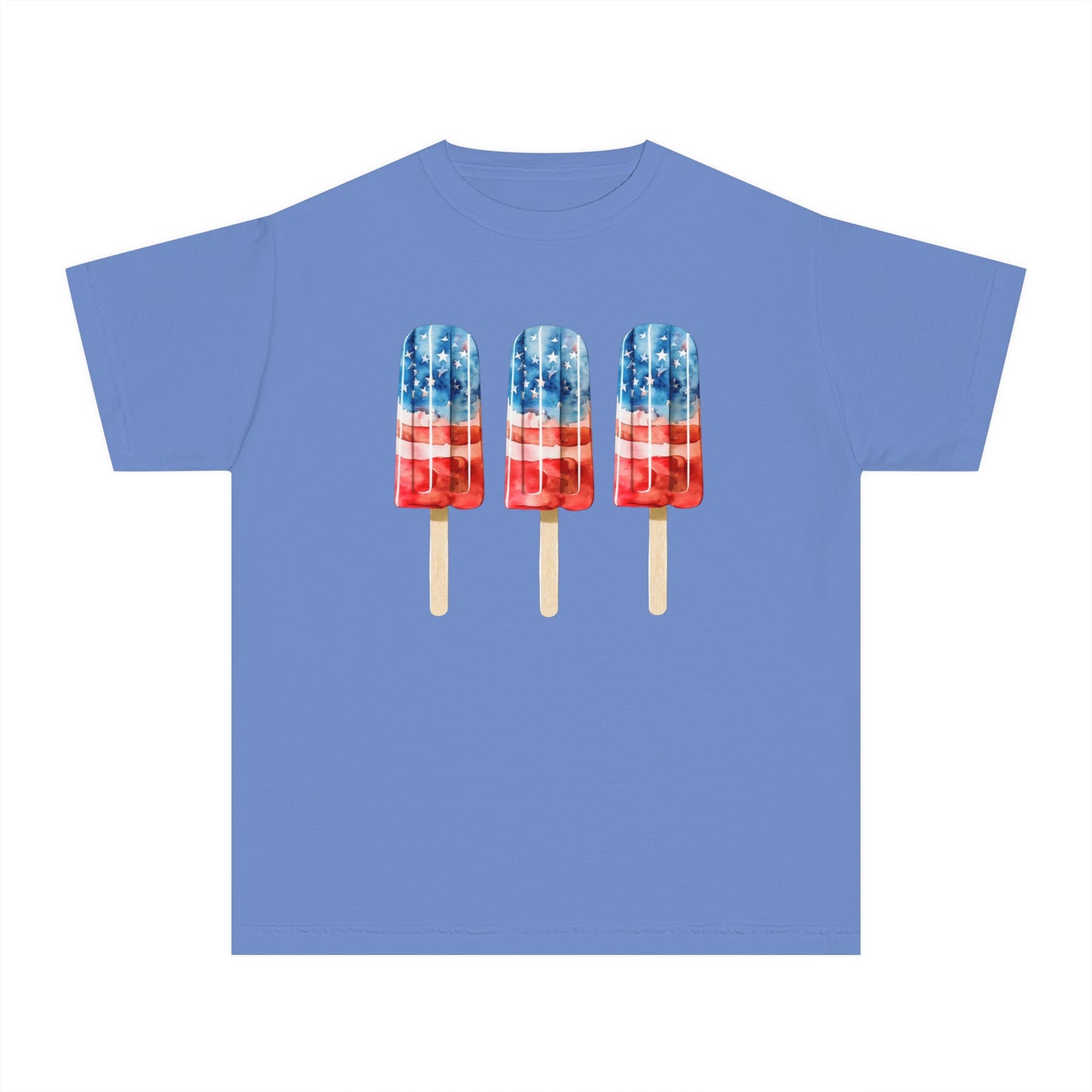 Patriotic Youth Tee with Popsicles, Kids Summer T-Shirt, Independence Day Gift, 4th of July Apparel, Fun Outdoor Wear