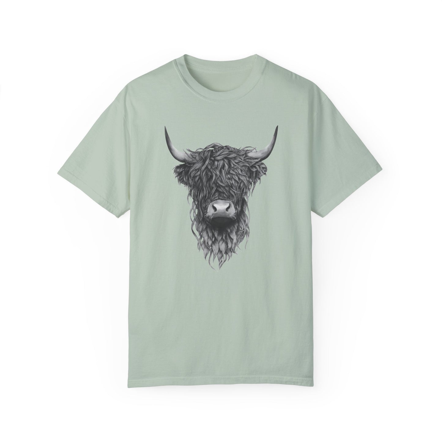 Rustic Highland Cow T-Shirt - Unisex Garment-Dyed Tee Western Vibe Top Great for Layering Spring Summer