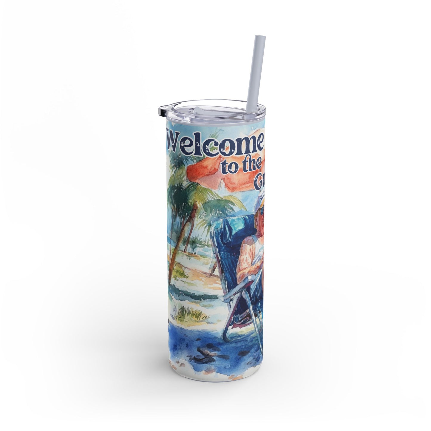 Trump Gulf of America Slim 20 oz Tumbler, Beach Tumbler, River Tumbler, Patriotic Cup, Tumbler with Straw