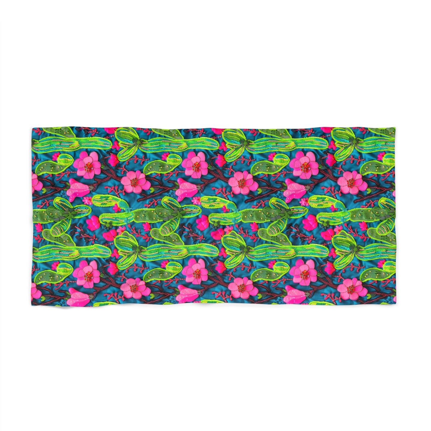 Funky Cactus Vibrant Trendy Western Beach Towel - Cactus Flower Neon Beach Must Have Honeymoon Boho Family Vacation