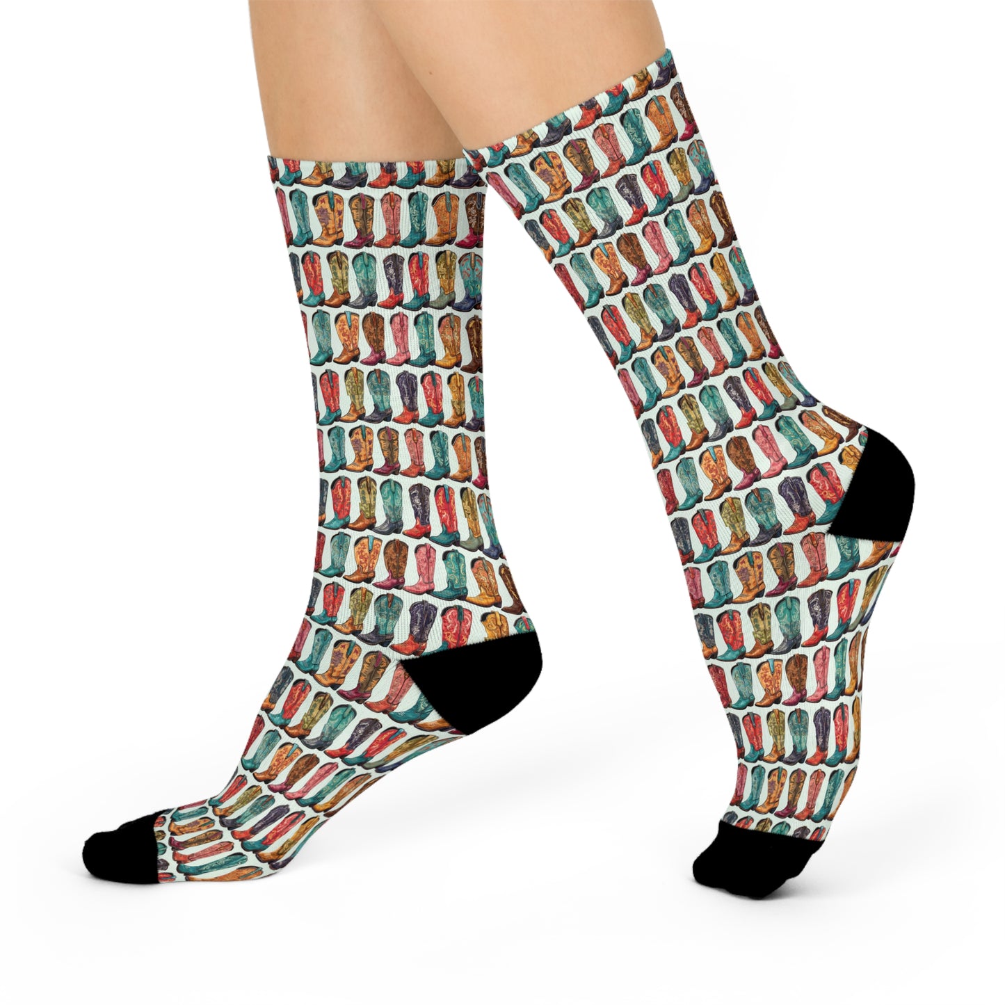 Colorful Cowboy Boot Cushioned Crew Socks - Fun Sock Design for Cozy Comfort LOVE THESE!!!