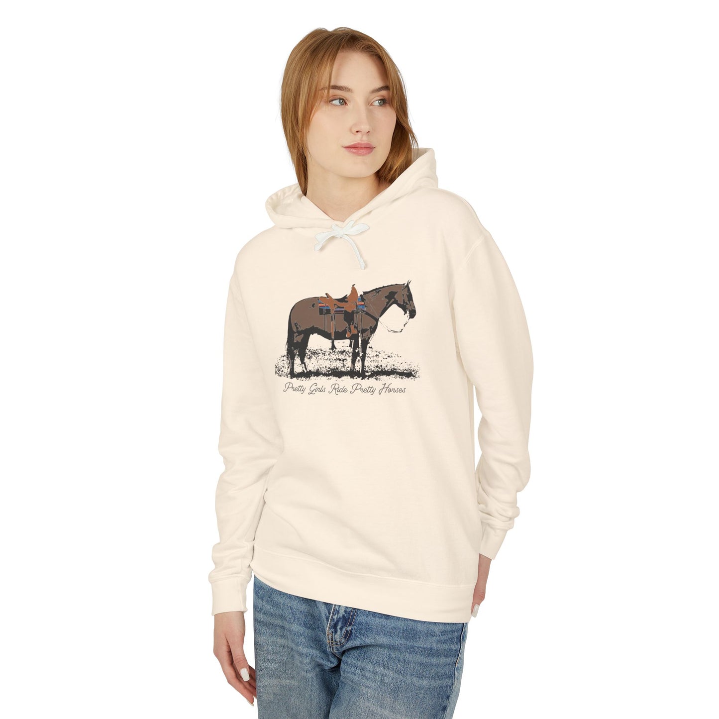 New Pretty Girls Ride Pretty Horses Lightweight Hooded Sweatshirt - Barrel Racer, Horse Lovers, Trail Rides. This will be your favorite- Multiple Colors Available