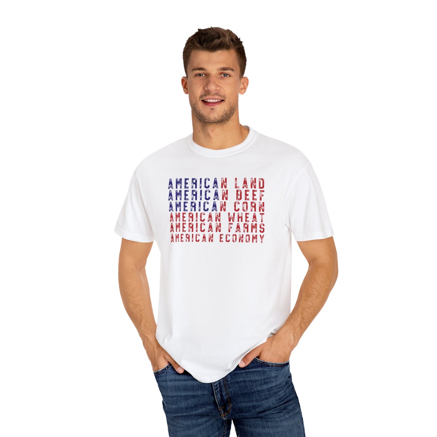 Vintage American Beef Corn Land Wheat Farms Pride T-shirt - Land, Beef, Corn Wheat Crops USA America Patriotic Design