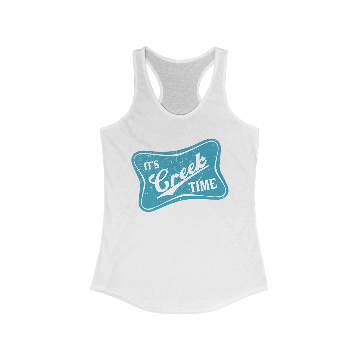 New The Creek is Calling ... Creek Time Racerback Tank, Summer Tank Top, Turquoise Graphic Design, Distressed, Vintage Vibe,