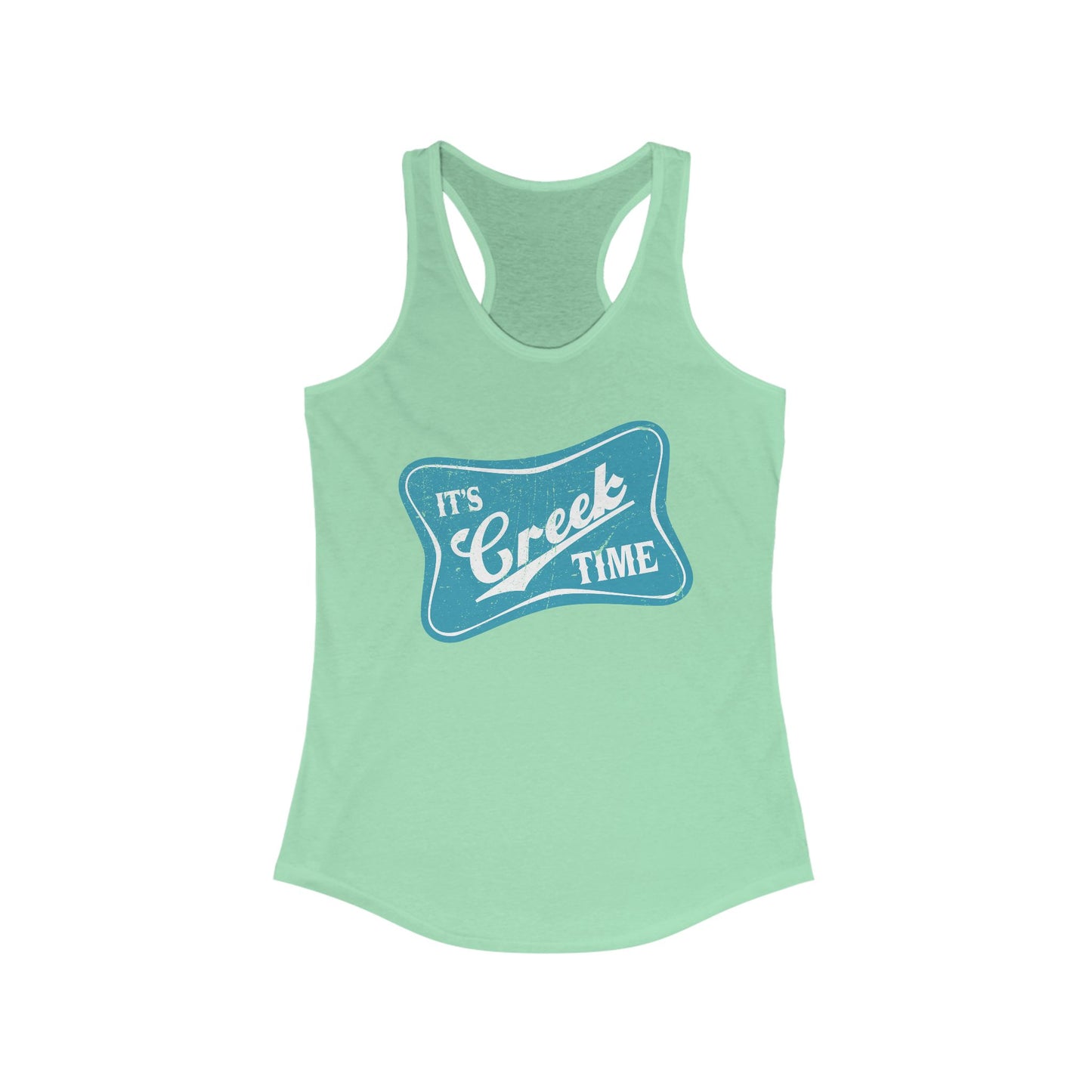 New The Creek is Calling ... Creek Time Racerback Tank, Summer Tank Top, Turquoise Graphic Design, Distressed, Vintage Vibe,