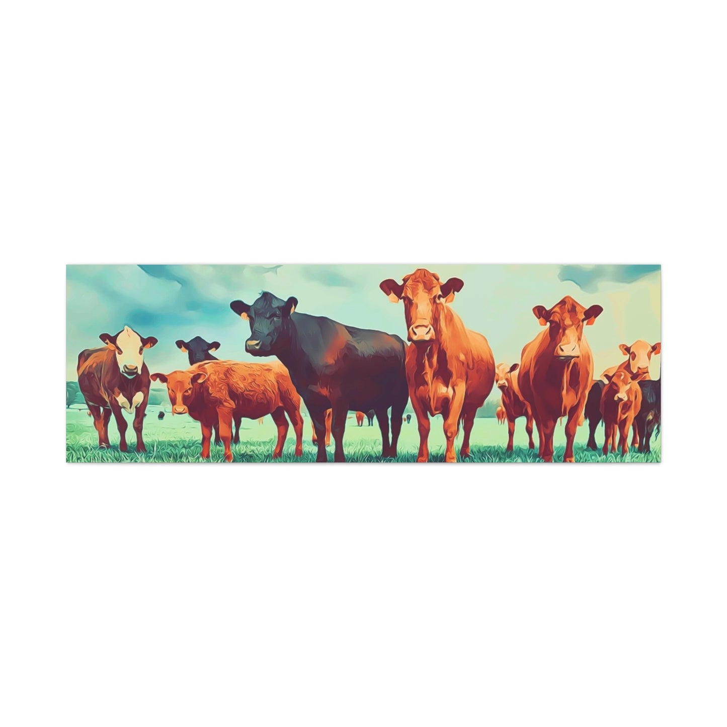 Original Farm Angus Black And Red Farm Rustic Farmhouse Canvas Art Print, Cow Wall Decor, Country Home Decor,Farmhouse Wall Art