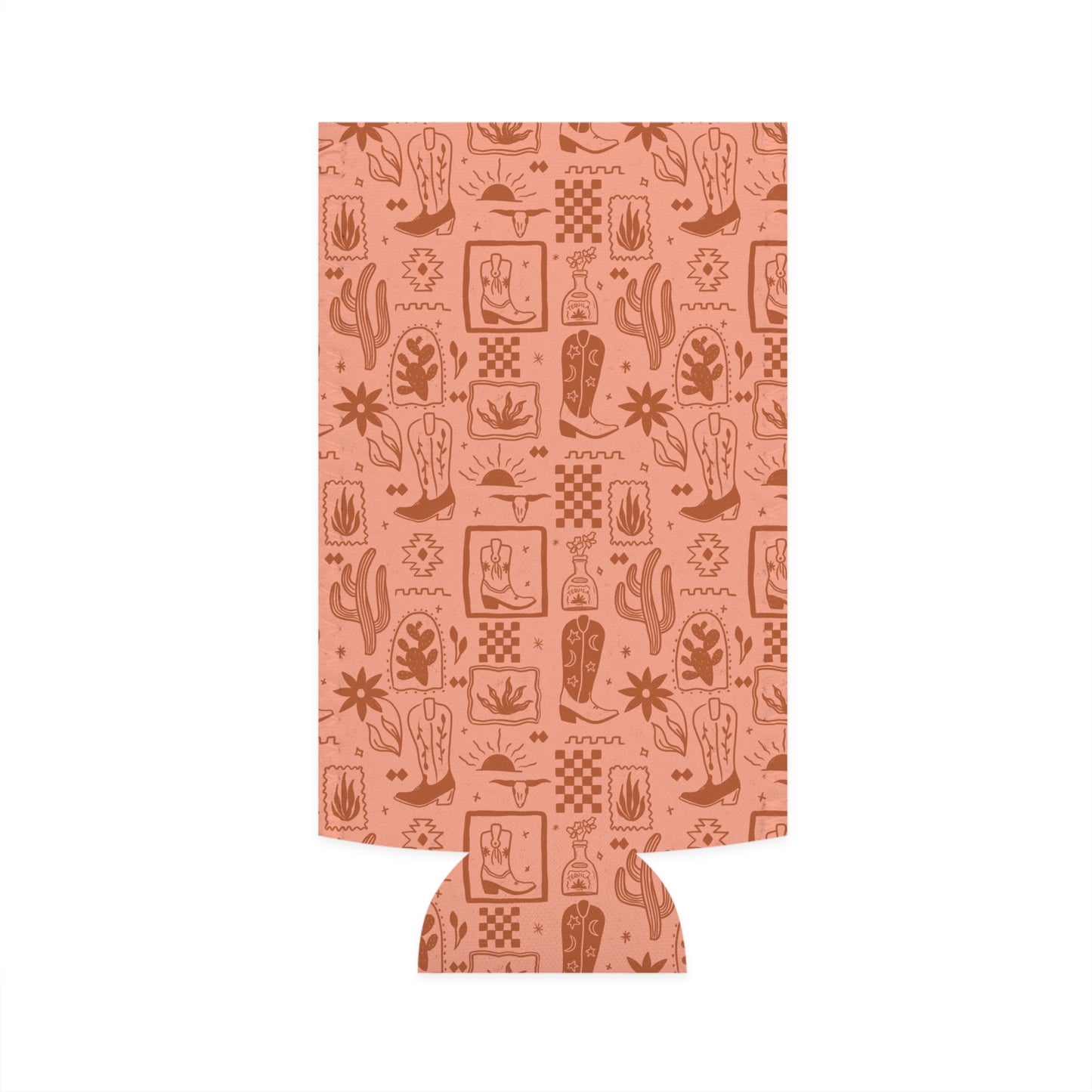 Pink Western Boots Boho Desert-Inspired Slim Can Cooler - Perfect for Summer Parties & Outdoor Gatherings Koozie