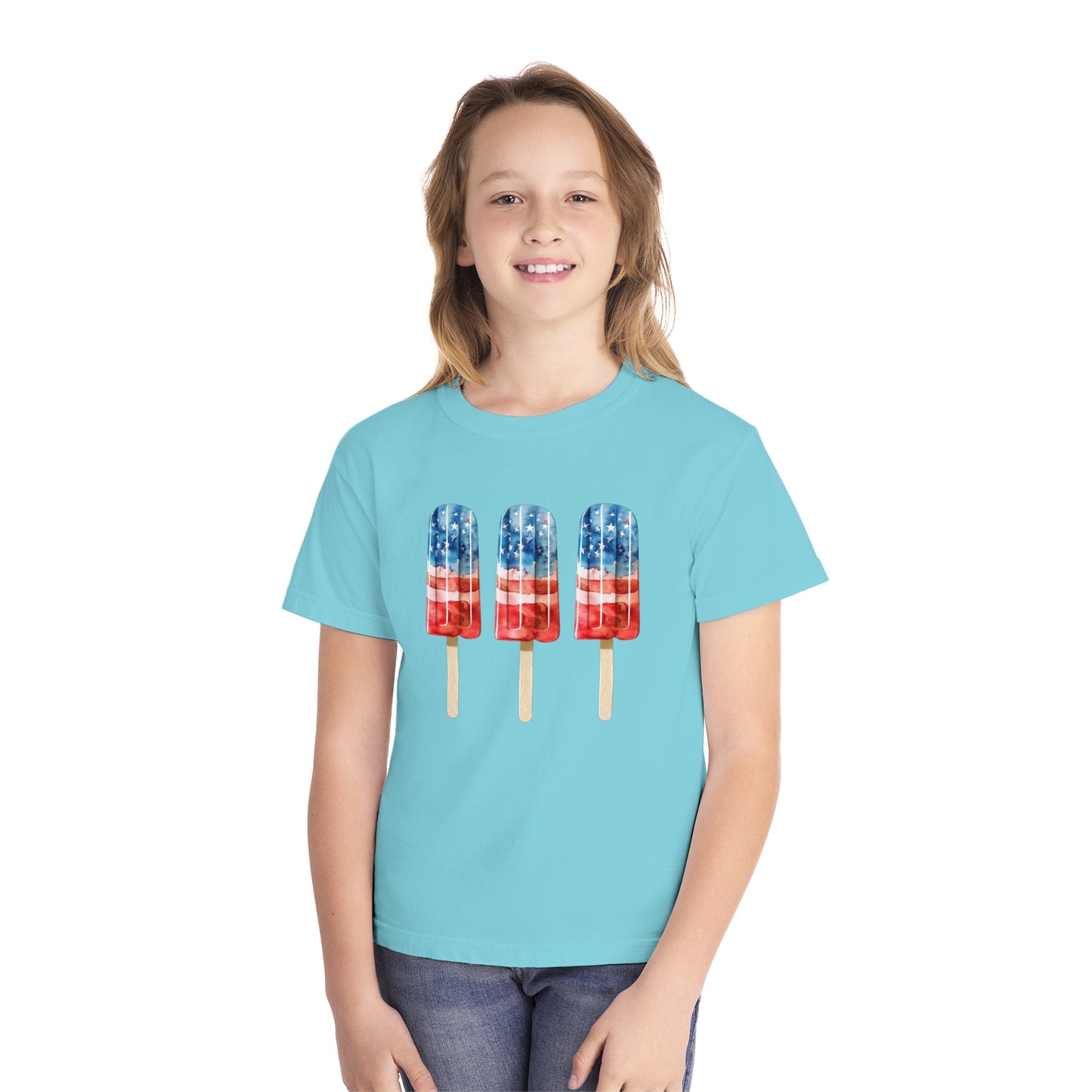 Patriotic Youth Tee with Popsicles, Kids Summer T-Shirt, Independence Day Gift, 4th of July Apparel, Fun Outdoor Wear