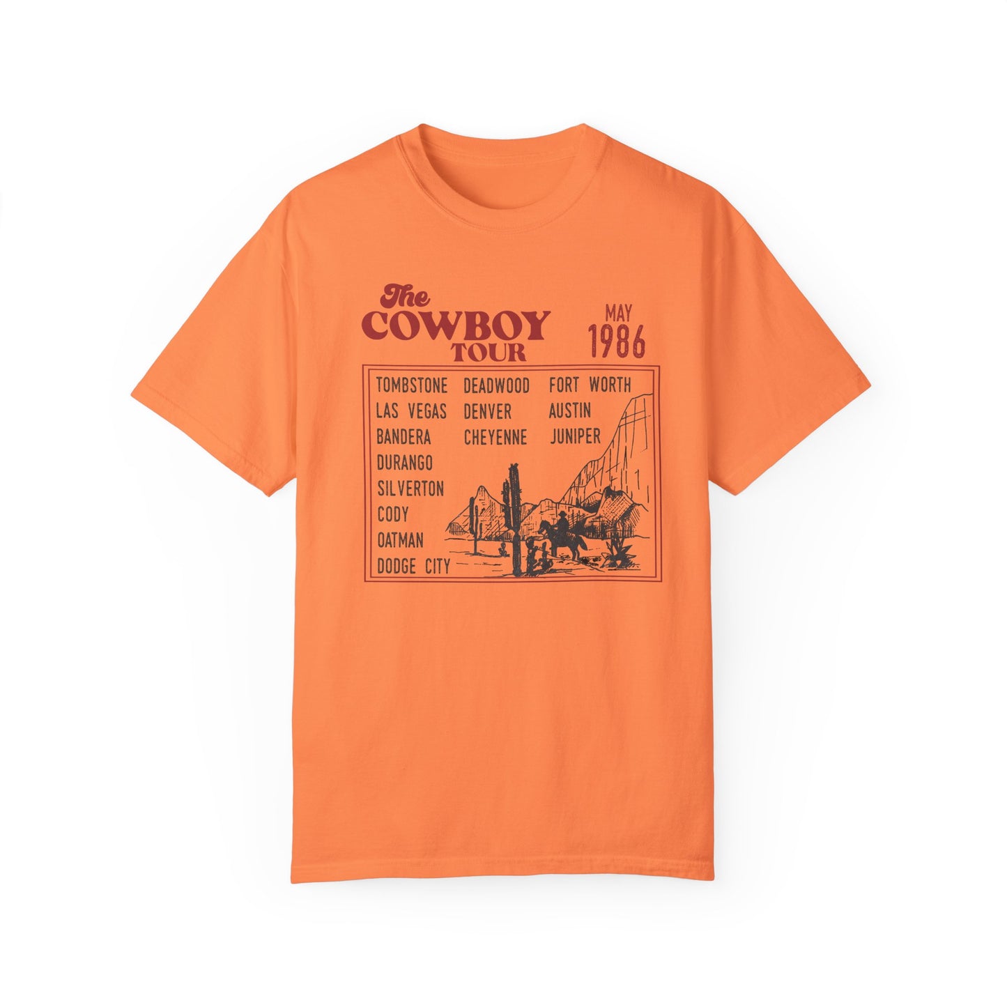 Vintage Cowboy Tour Unisex T-shirt - 1986 Cattle Drive Nostalgic