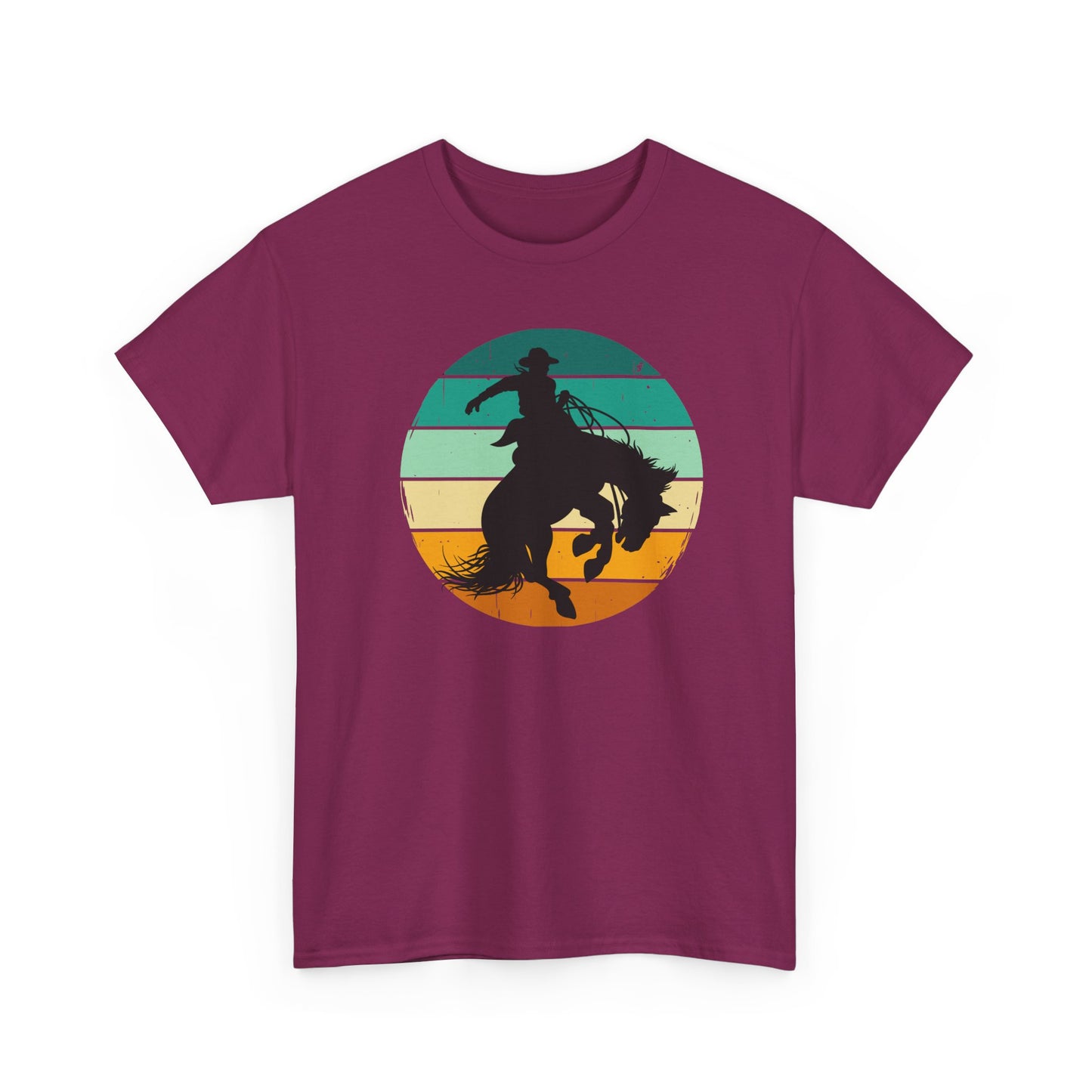 Ride It! Retro Cowboy Unisex Heavy Cotton Tee Rodeo, Honky Tonk, Concert, County Fair -Great Layering Tee. 8 Great Colors to Choose From