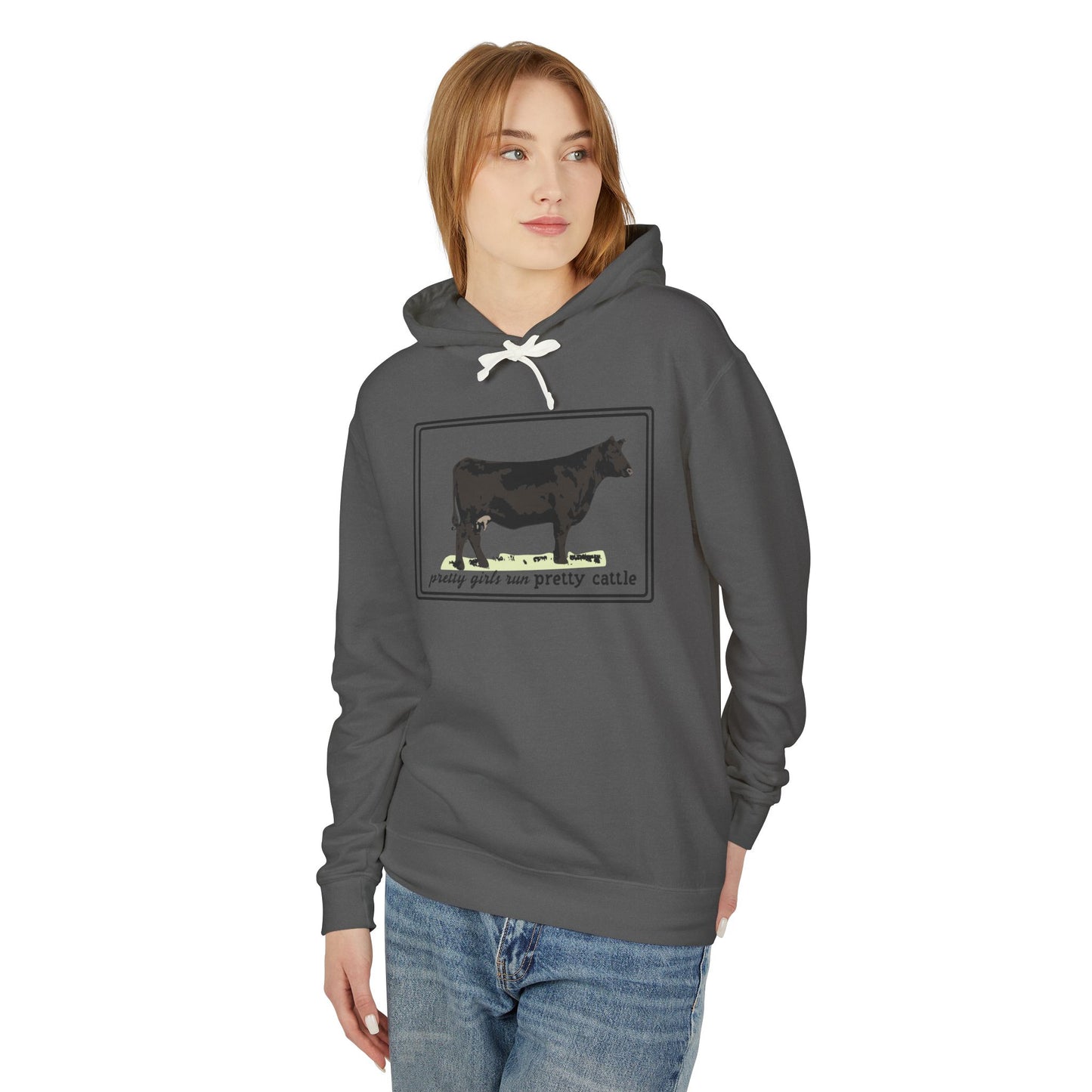 New Pretty Girls Run Pretty Cattle Comfort Colors Lightweight Hooded Sweatshirt - Multiple Colors Available