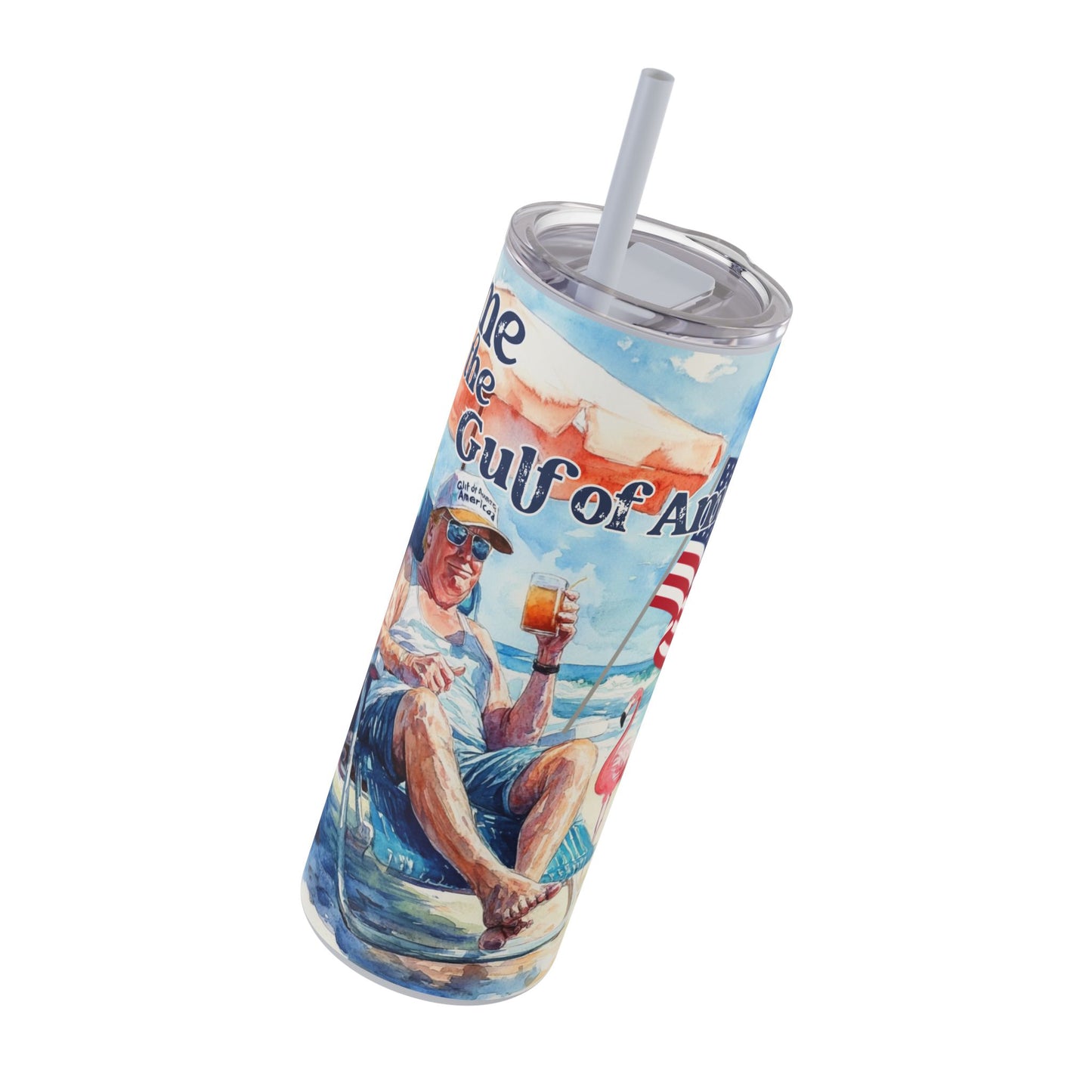 Trump Gulf of America Slim 20 oz Tumbler, Beach Tumbler, River Tumbler, Patriotic Cup, Tumbler with Straw