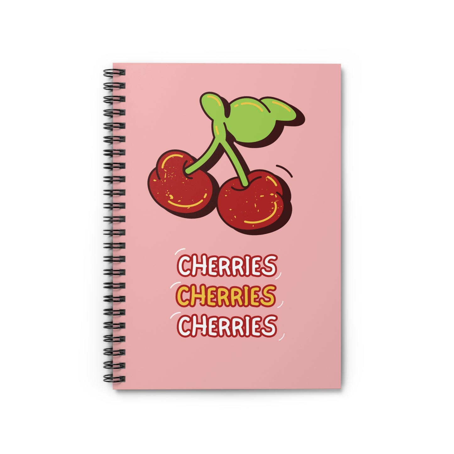 Cute Pink Cherry Spiral Notebook - Ruled Lines for School & Journaling