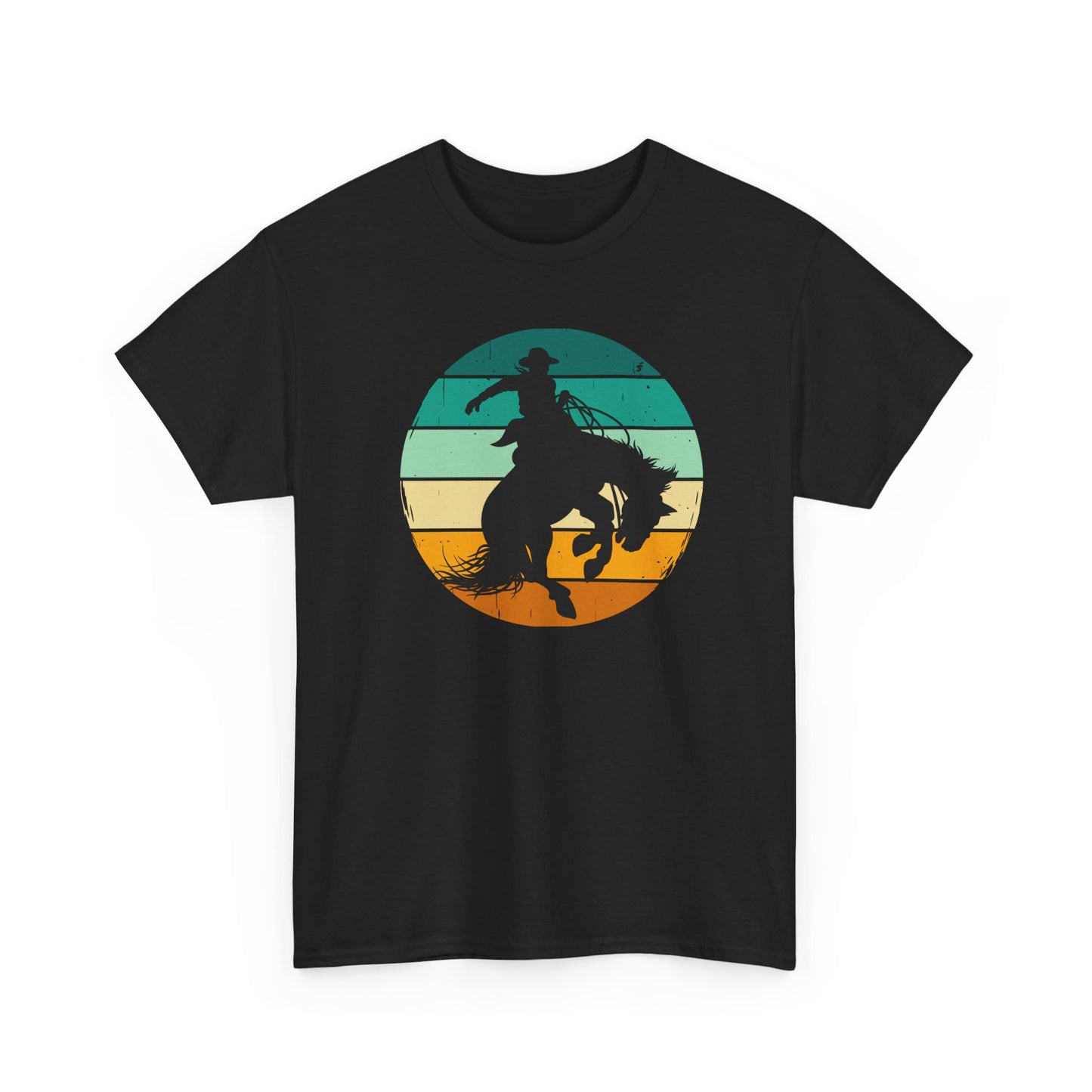 Ride It! Retro Cowboy Unisex Heavy Cotton Tee Rodeo, Honky Tonk, Concert, County Fair -Great Layering Tee. 8 Great Colors to Choose From