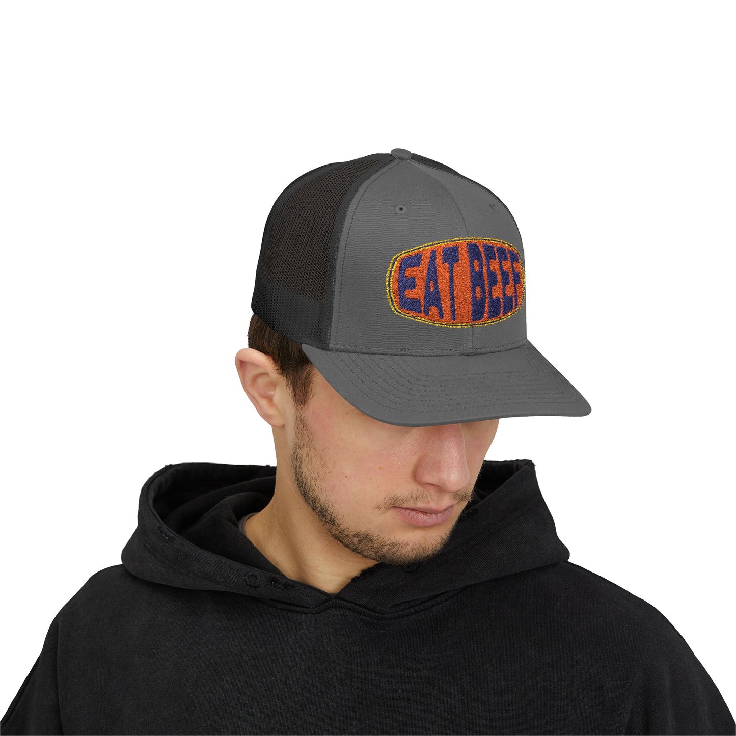 New Embroidery "Eat Beef " Snapback Trucker Cap - Help Promote the Cattle Industry