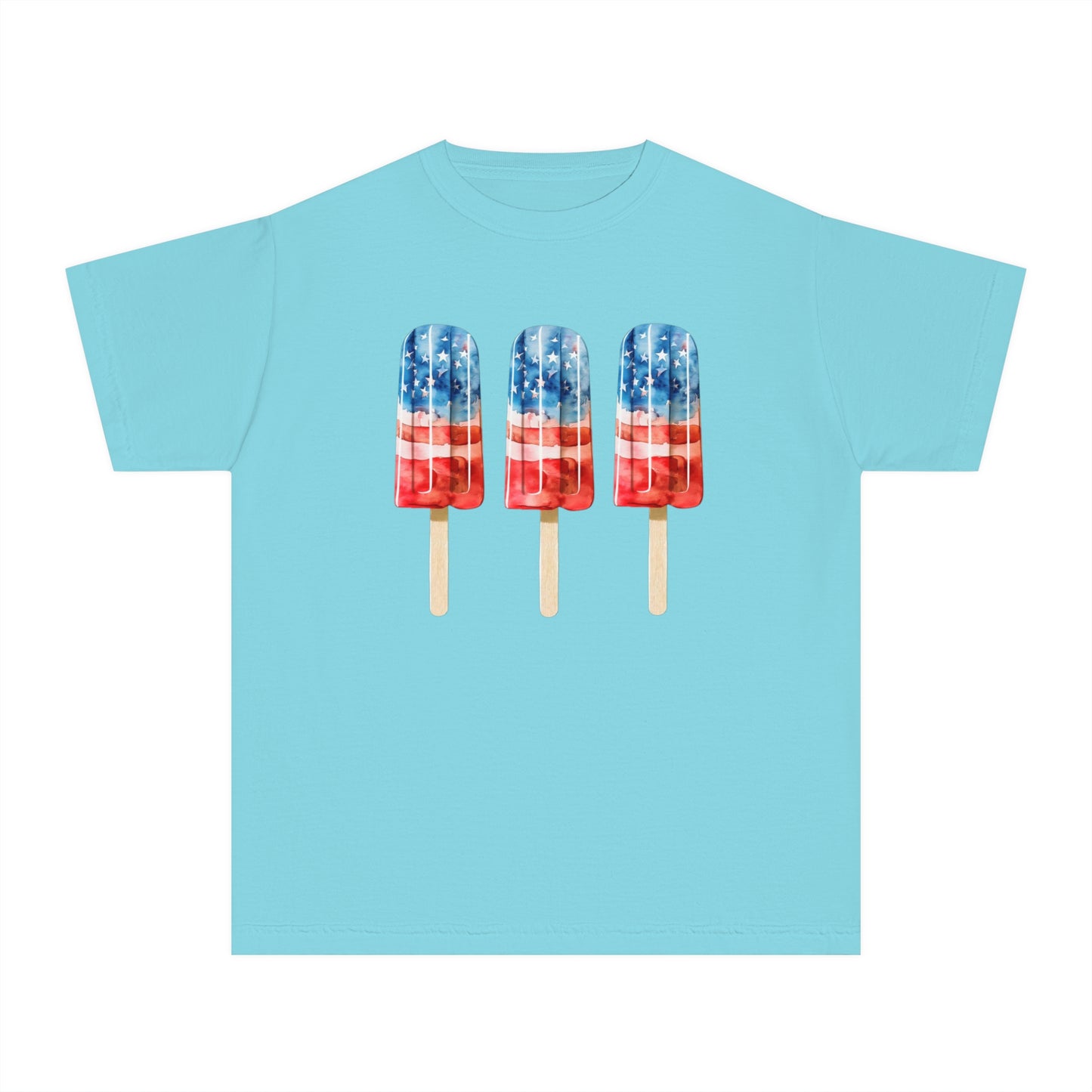 Patriotic Youth Tee with Popsicles, Kids Summer T-Shirt, Independence Day Gift, 4th of July Apparel, Fun Outdoor Wear
