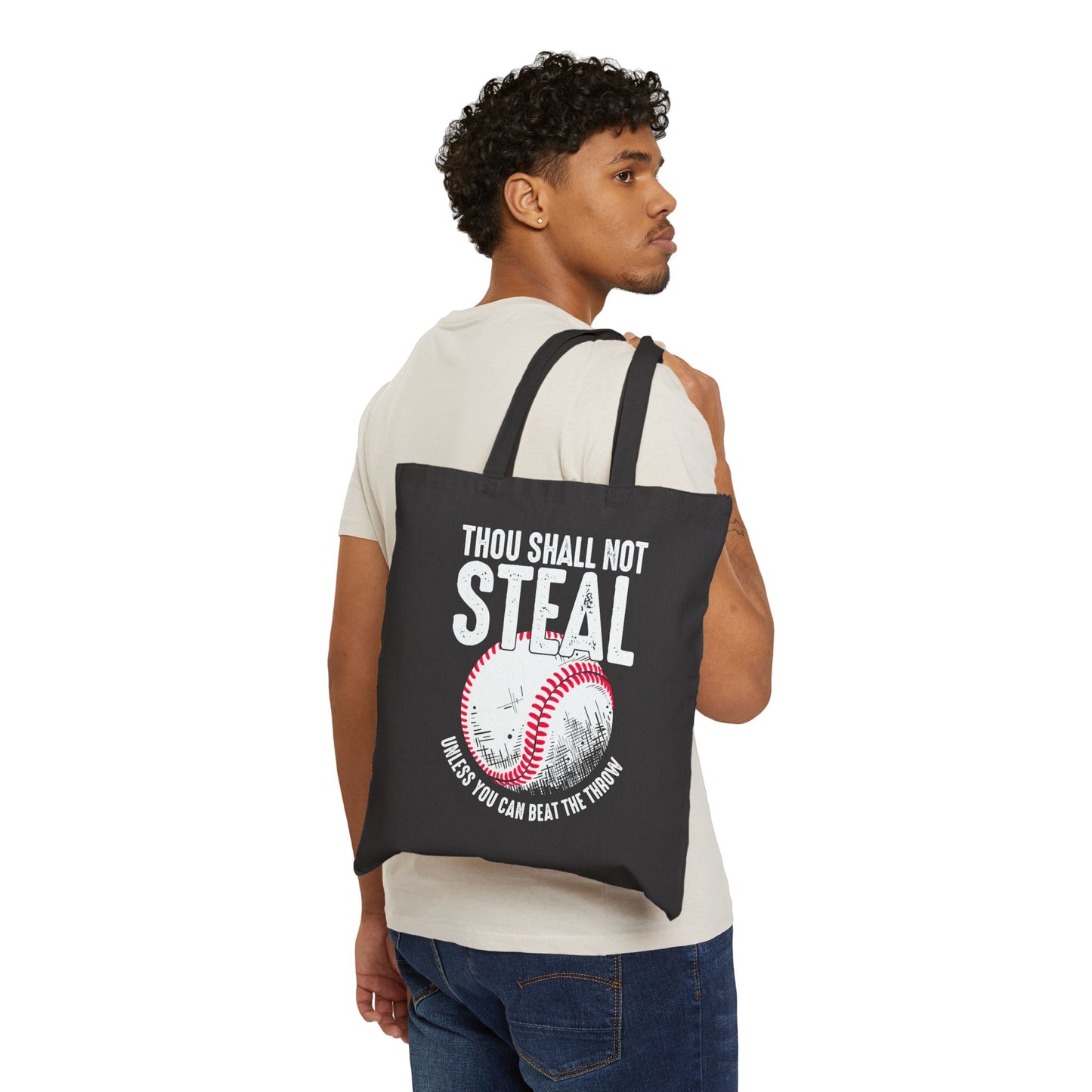Thou Shall Not Steal Canvas Tote Bag - Ballfield Baseball Softball Carry Your Stuff Design