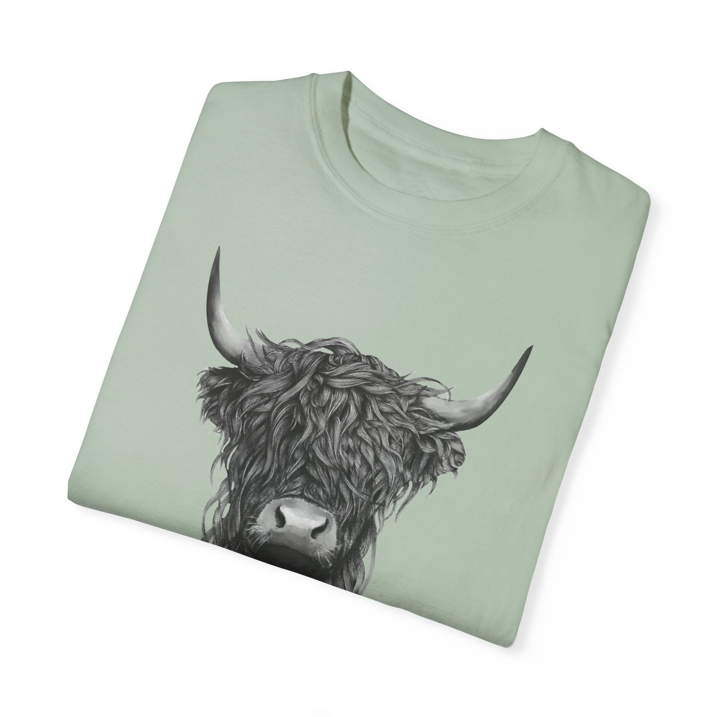 Rustic Highland Cow T-Shirt - Unisex Garment-Dyed Tee Western Vibe Top Great for Layering Spring Summer