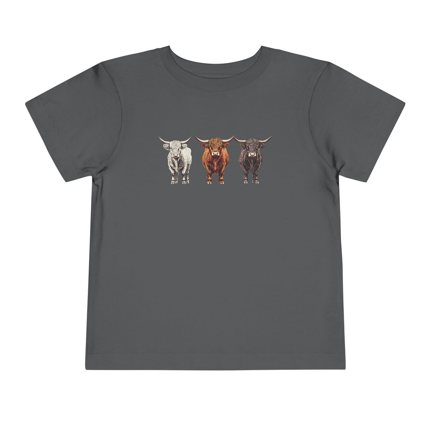 Cute Highland Cattle Toddler Short Sleeve Tee - Adorable Animal T-Shirt for Kids Unisex Farming County Fair Summer Top