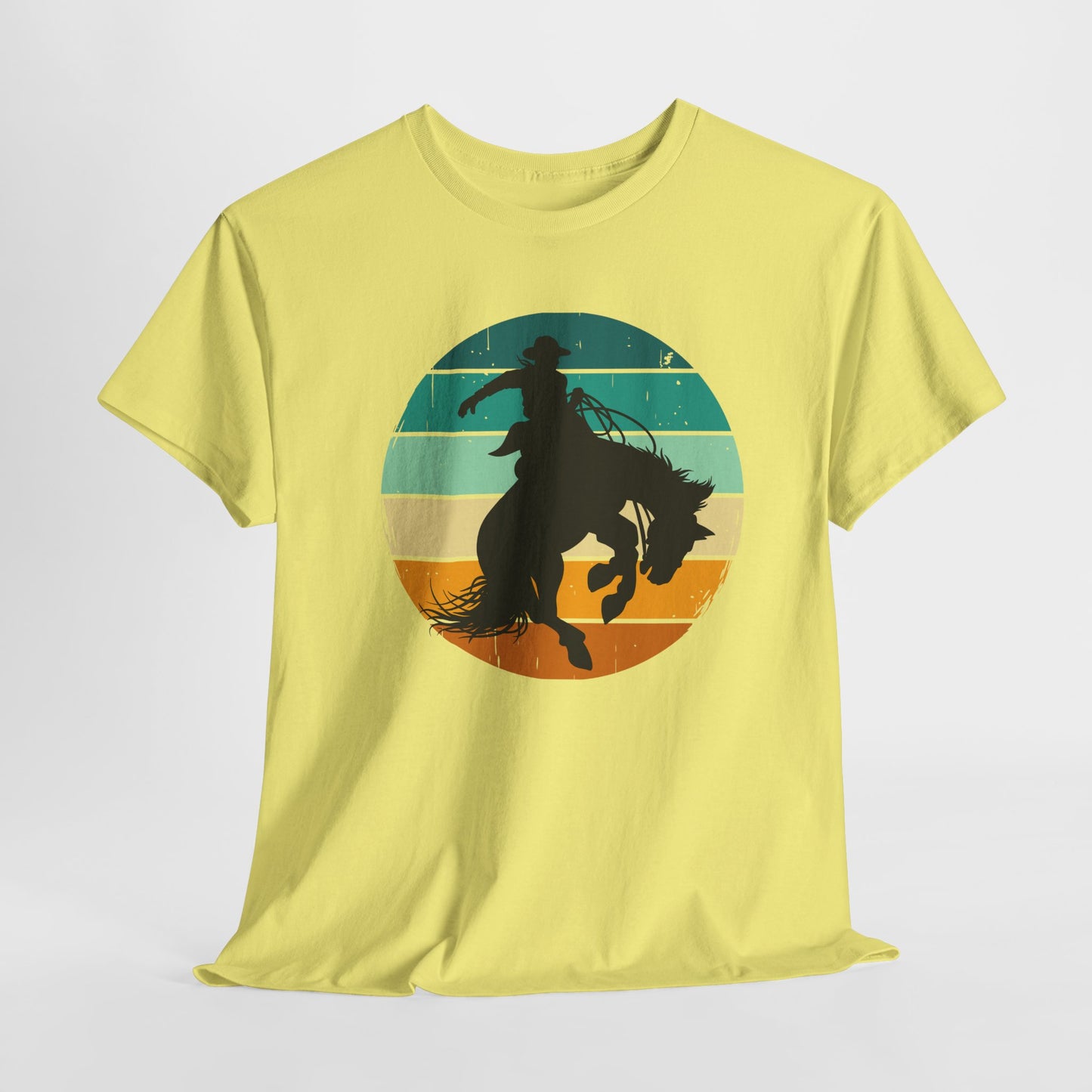 Ride It! Retro Cowboy Unisex Heavy Cotton Tee Rodeo, Honky Tonk, Concert, County Fair -Great Layering Tee. 8 Great Colors to Choose From