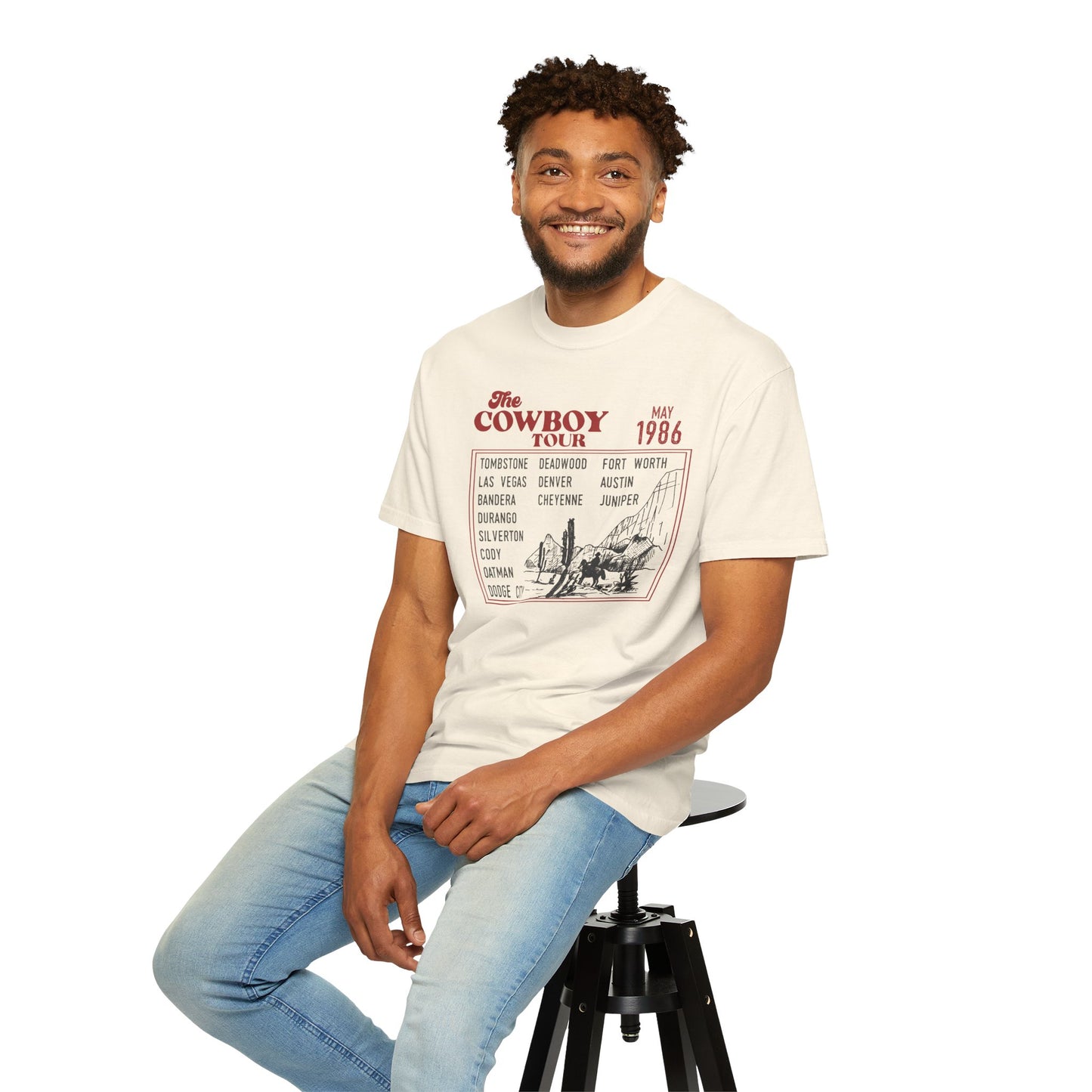 Vintage Cowboy Tour Unisex T-shirt - 1986 Cattle Drive Nostalgic