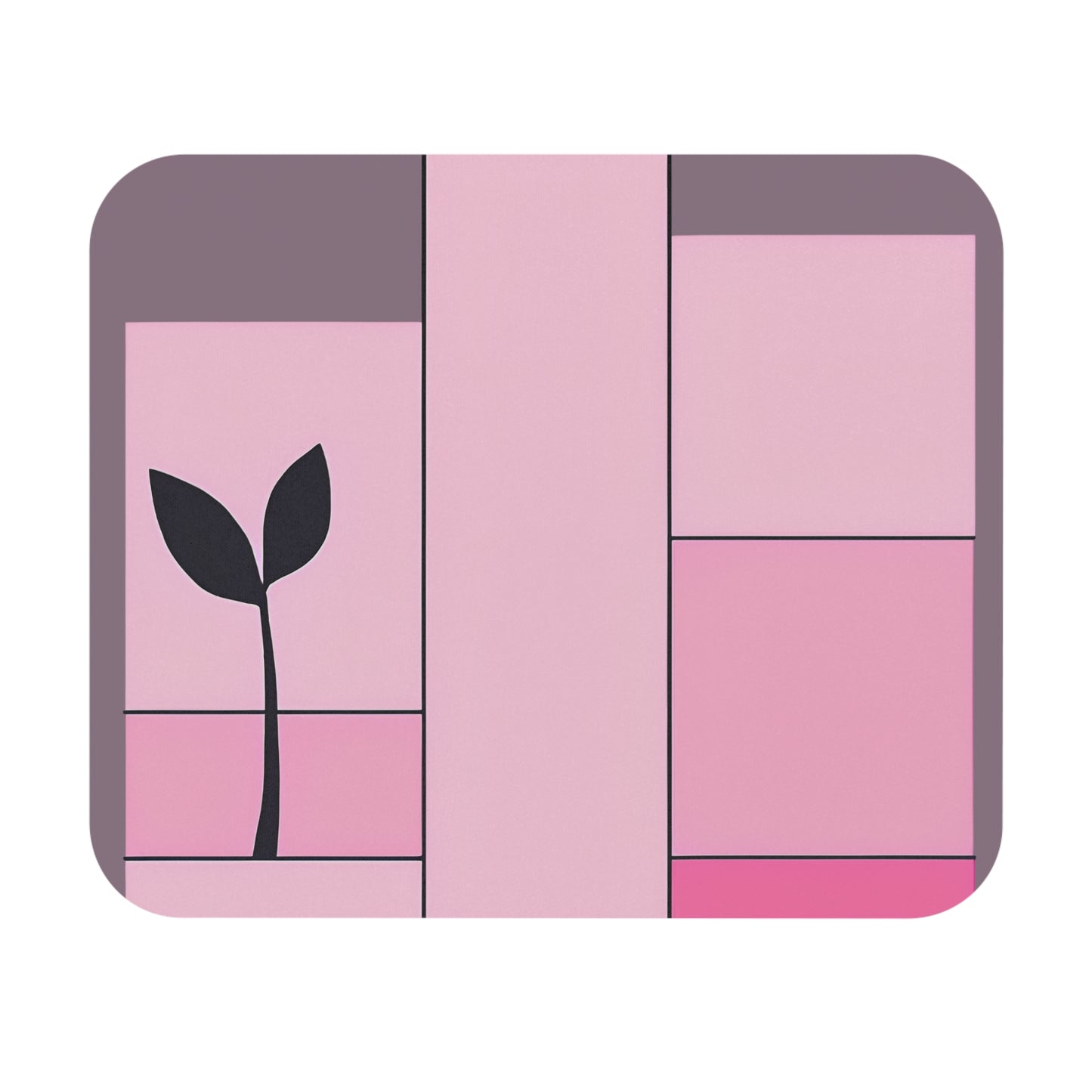 Pink Minimalist Plant Design Mouse Pad - Stylish Desk Accessory for Home and Office