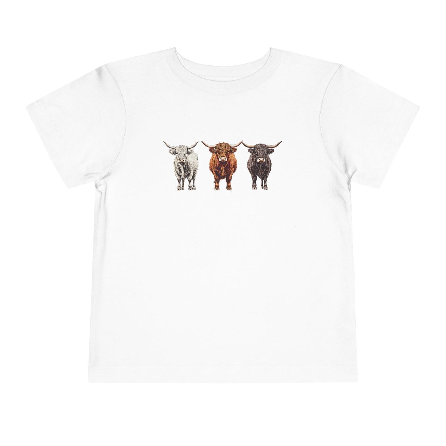 Cute Highland Cattle Toddler Short Sleeve Tee - Adorable Animal T-Shirt for Kids Unisex Farming County Fair Summer Top