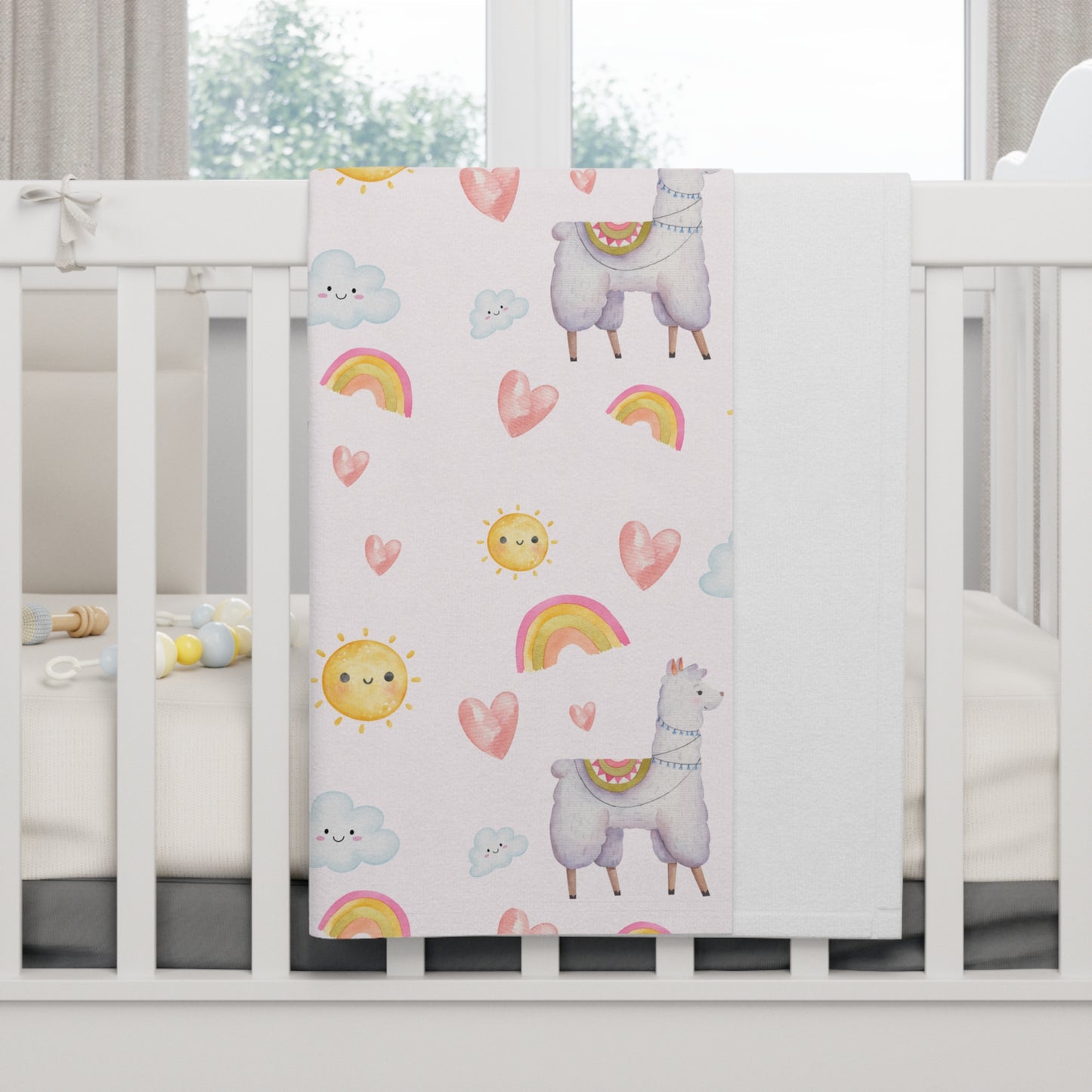 Enchanting Cozy Llama Fleece Baby Blanket - Cute Llama Rainbows Dream Like Design Swaddle Blanket ~ Newborn Gift