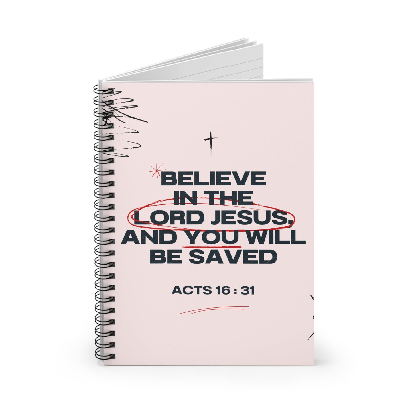 Faith-Inspiring Ruled Spiral Notebook - "Believe in the Lord Jesus" - Great for Daily Reflections and Prayer Journals