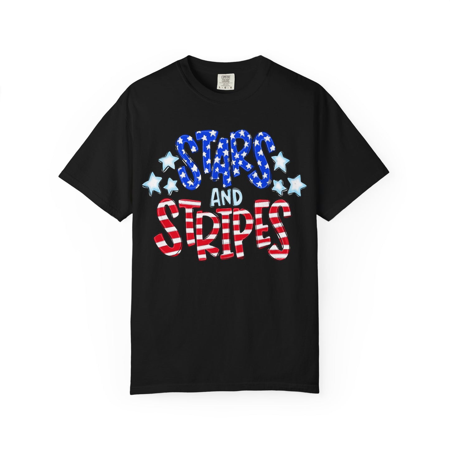 America The Beautiful Stars and Stripes Garment-Dyed Unisex T-Shirt, 4th of July Tee, Fourth of July Top, Patriotic Tshirt, Red White and Blue