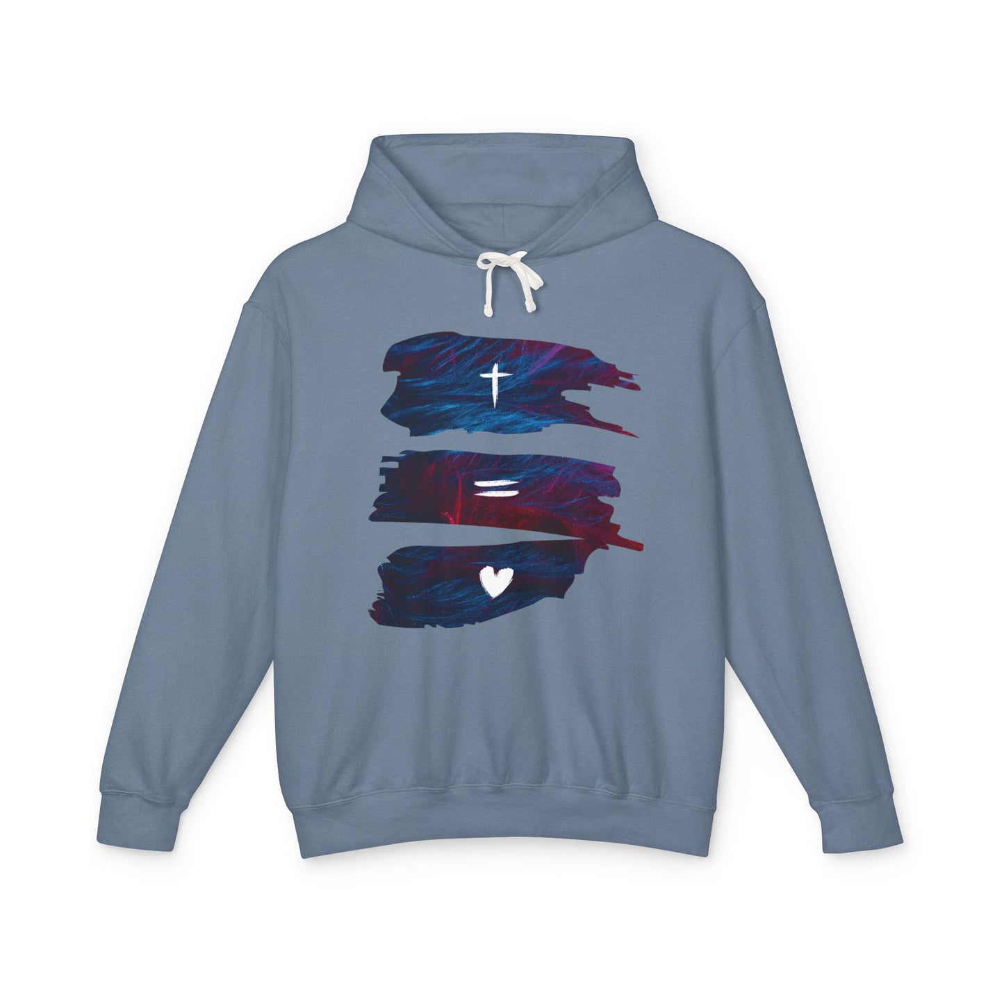 Faith Equals Love Unisex Lightweight Hooded Sweatshirt Mothers Day Fathers Day Easter Gift
